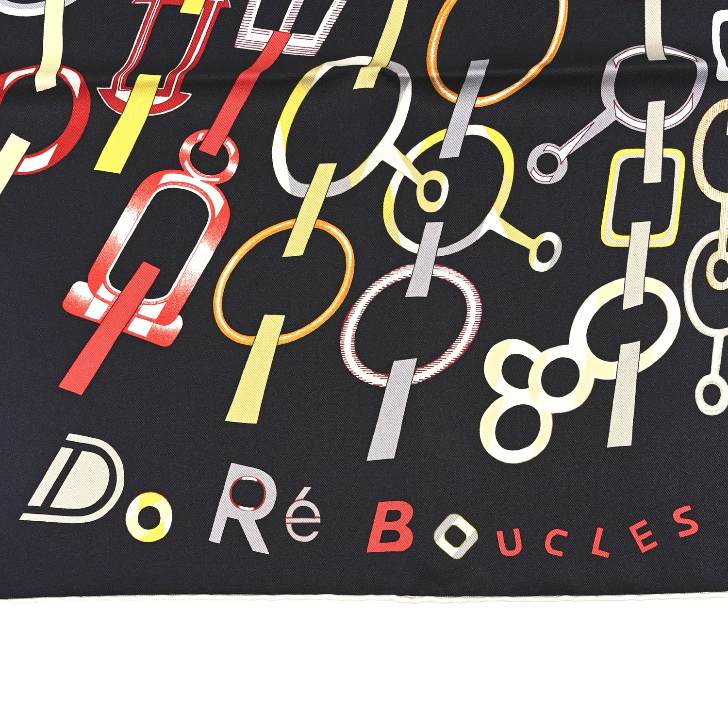 Silk Do Re Boucles Scarf 90 Black Rouge Jaune - Image 3