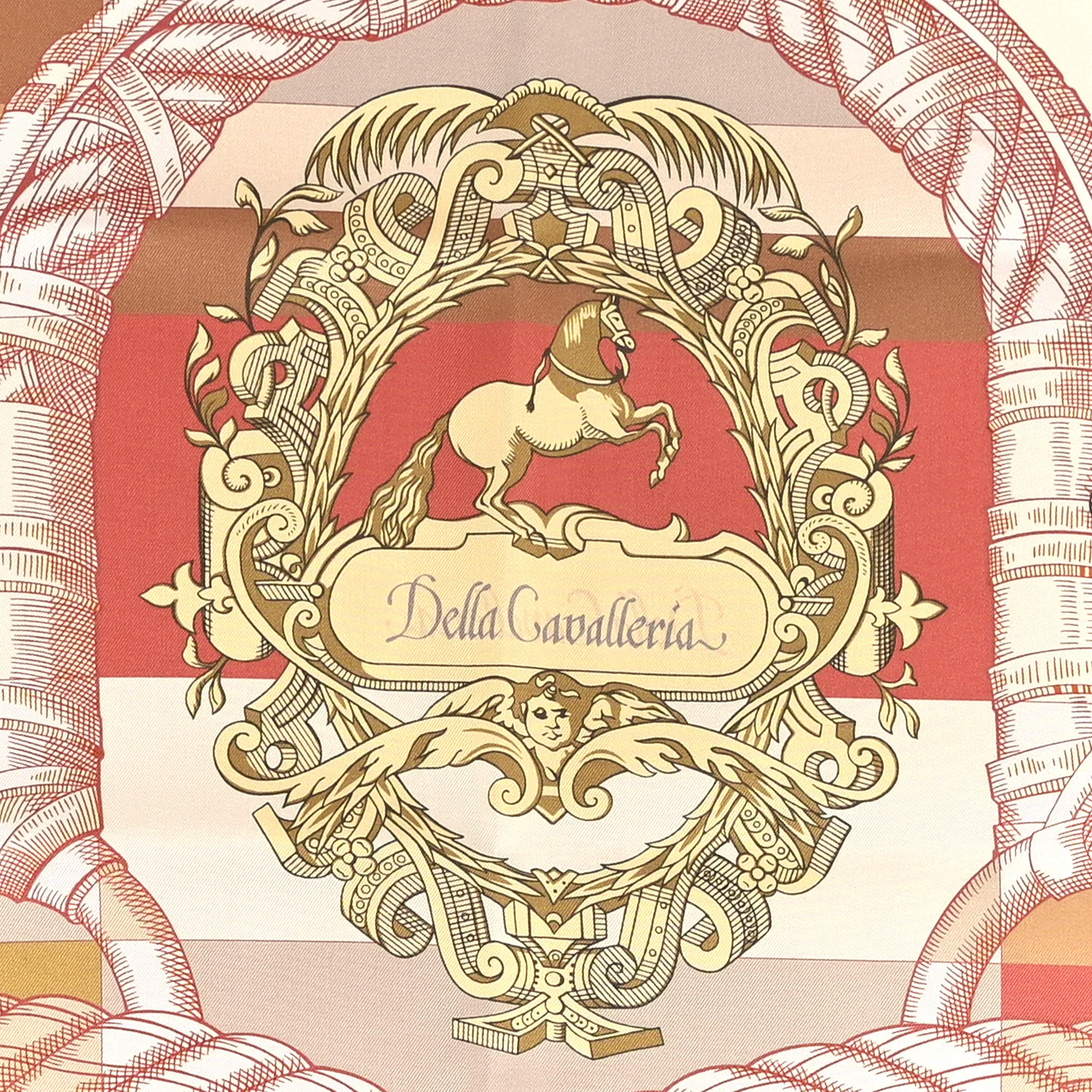 Silk Double Face Della Cavalleria Fine Scarf 90 White Rose Orange - Image 2