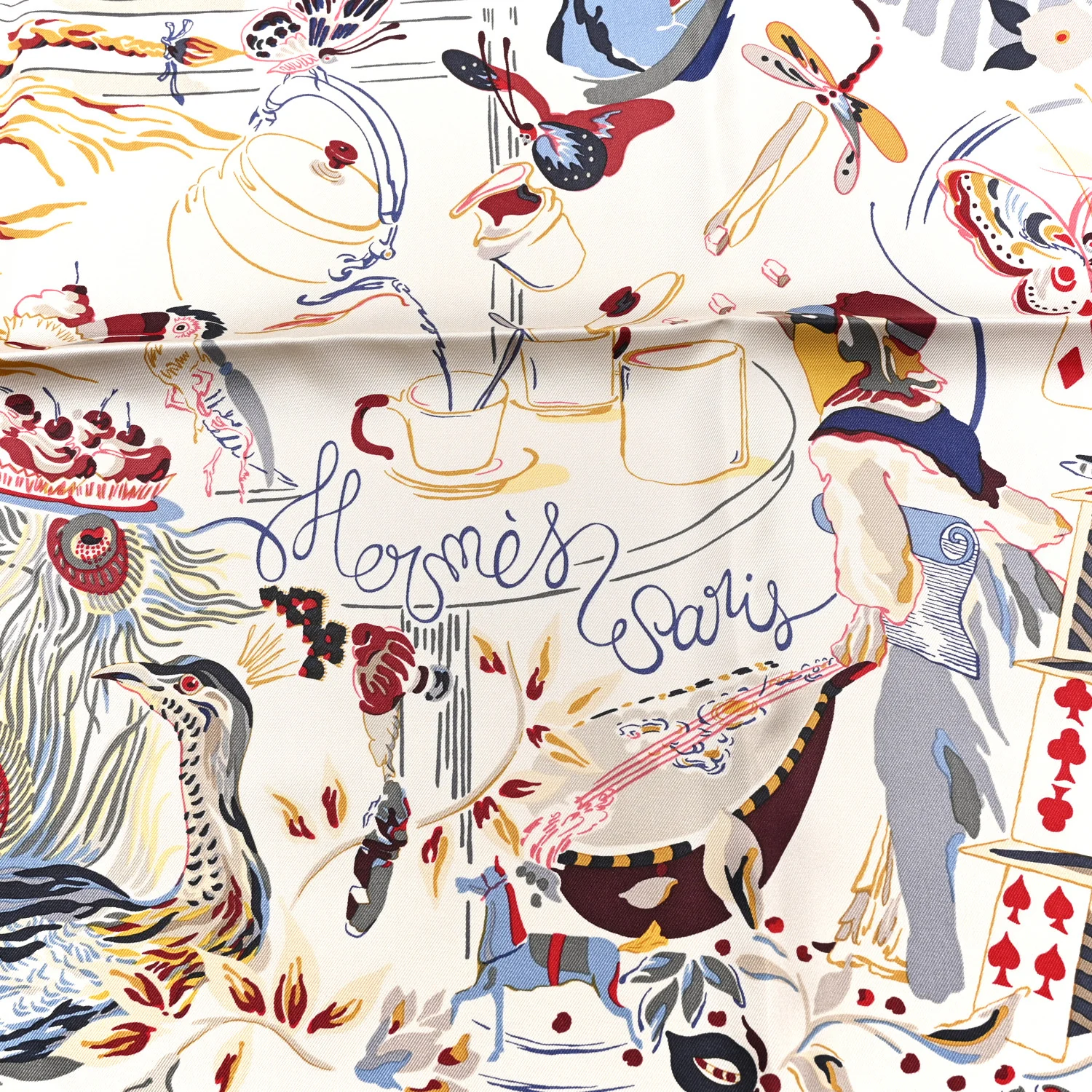 Silk Emile Et Une Nuit Scarf 90 Craie Rouge H Marine - Image 2