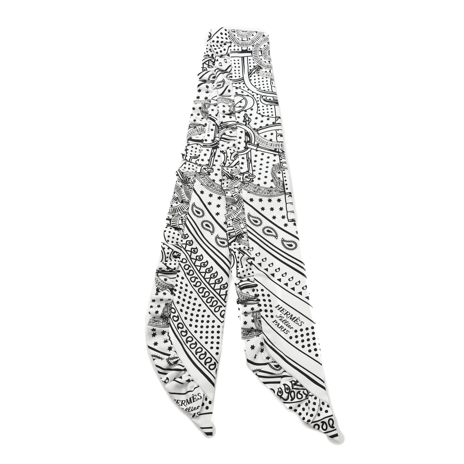 Silk Eperon d'Or Bandana Ruffle Twilly White Black - Image 2