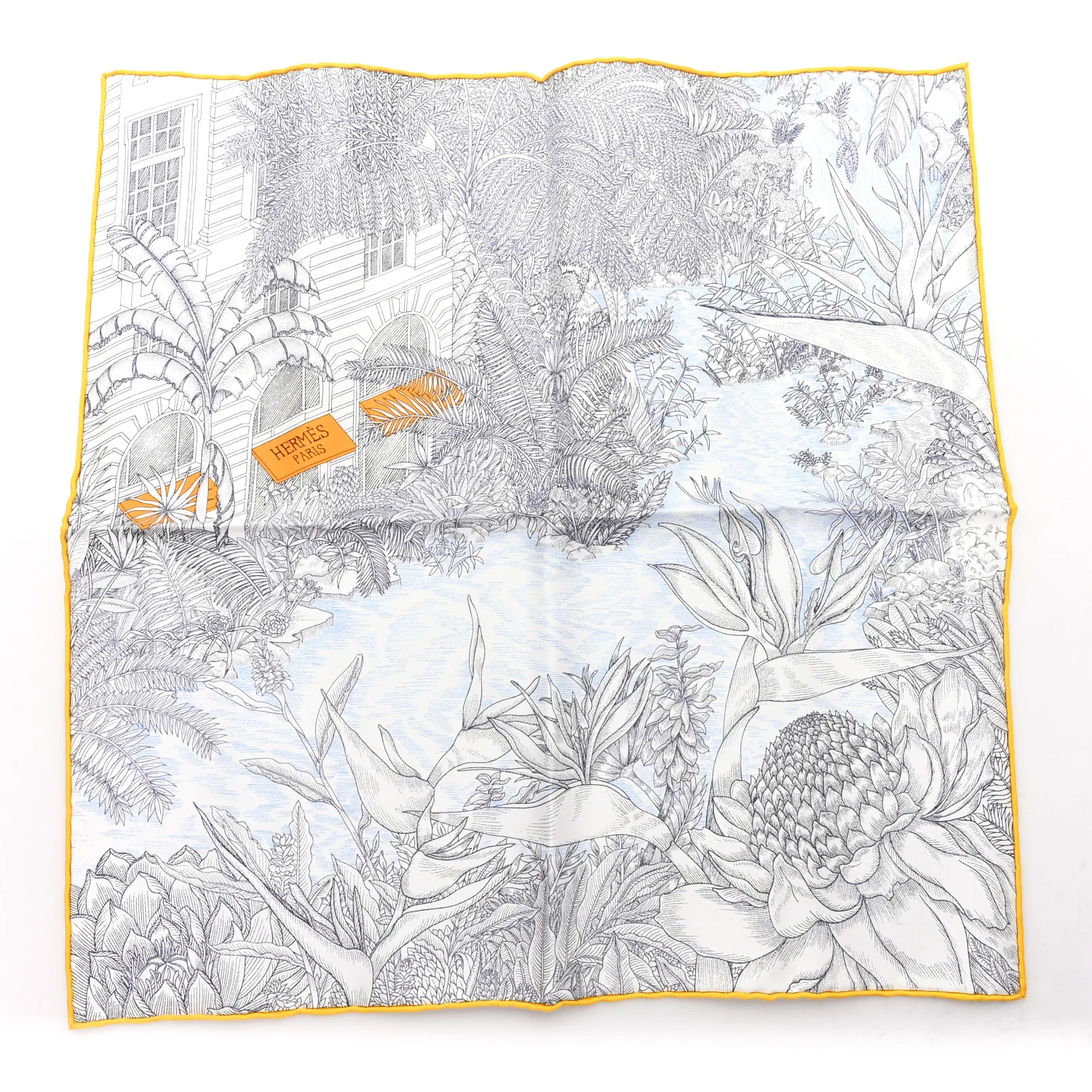 Silk Faubourg Tropical Scarf 45 Anthracite Ciel