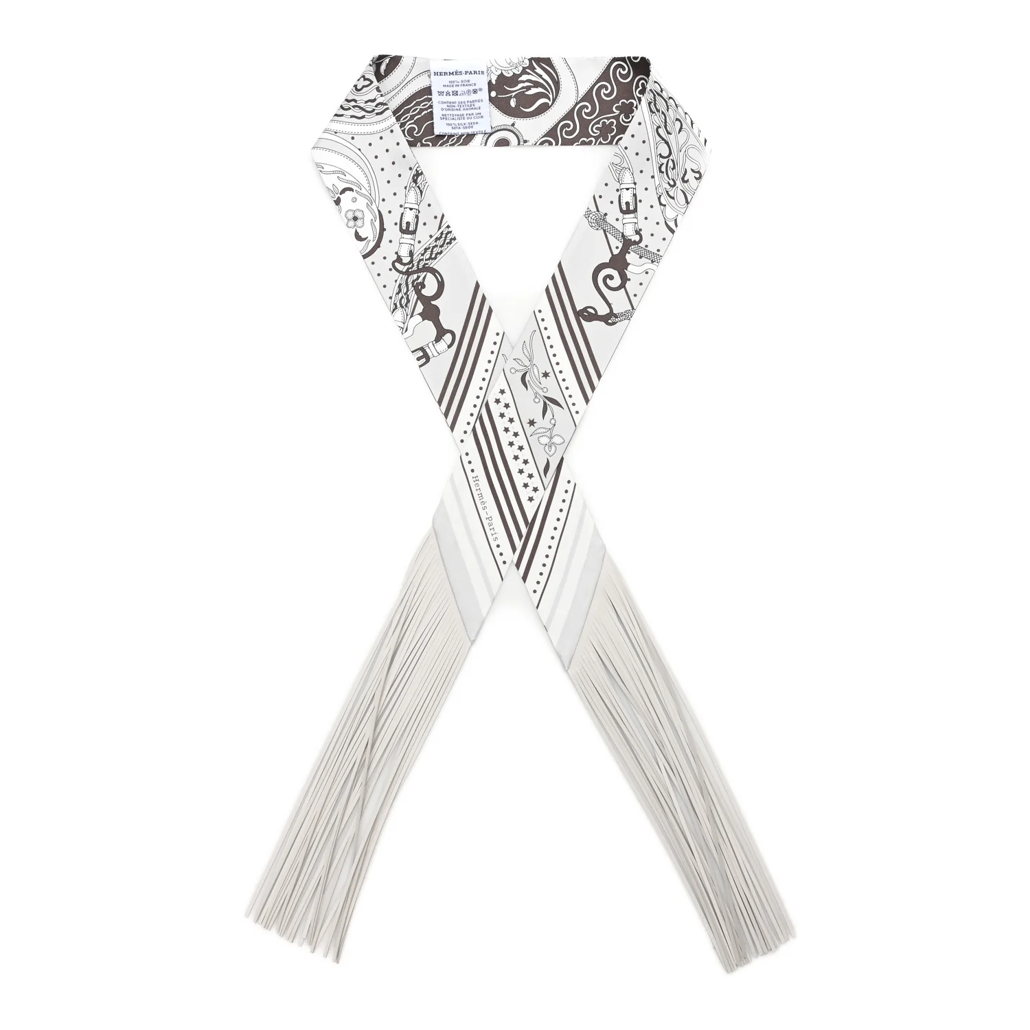 Silk Festival Des Amazones Bandana Fringed Twilly Craie Brun