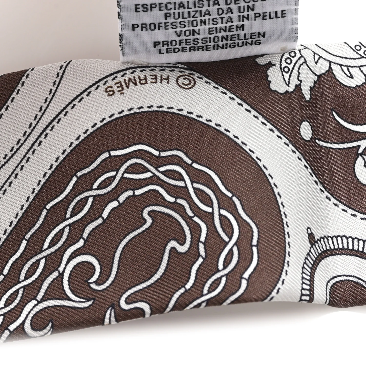 Silk Festival Des Amazones Bandana Fringed Twilly Craie Brun - Image 4