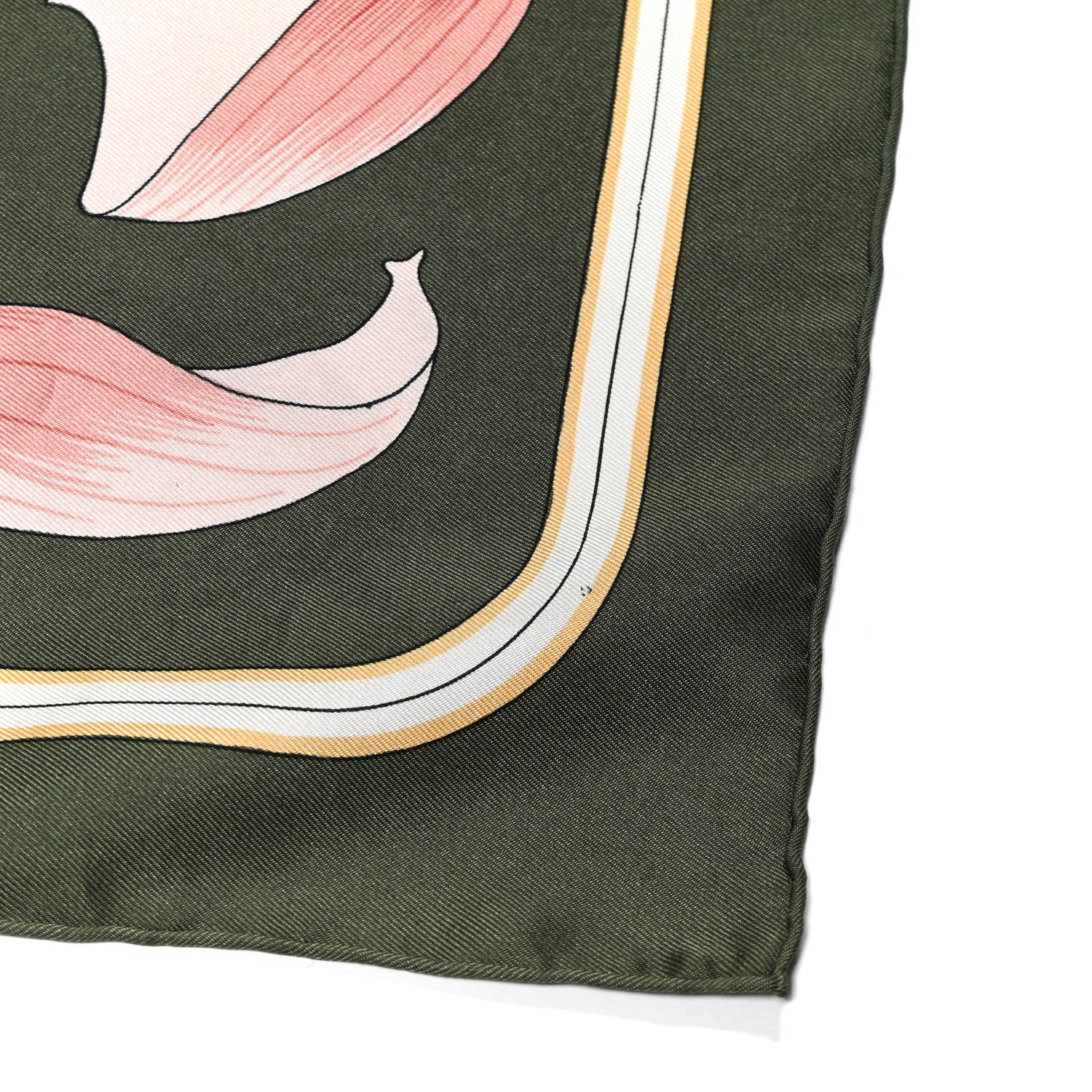 Silk Fleurs de Lotus Scarf 90 Green Pink - Image 4