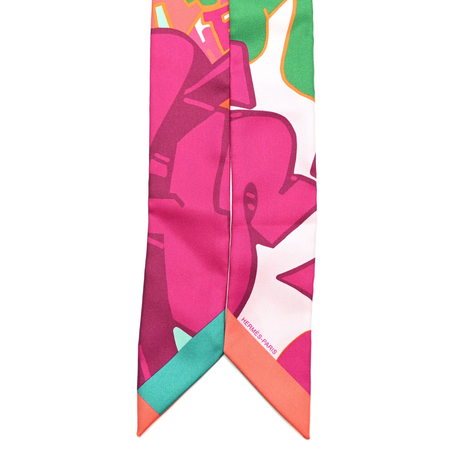 Silk Graff Graffiti Twilly Fuchsia Orange Vert - Image 2