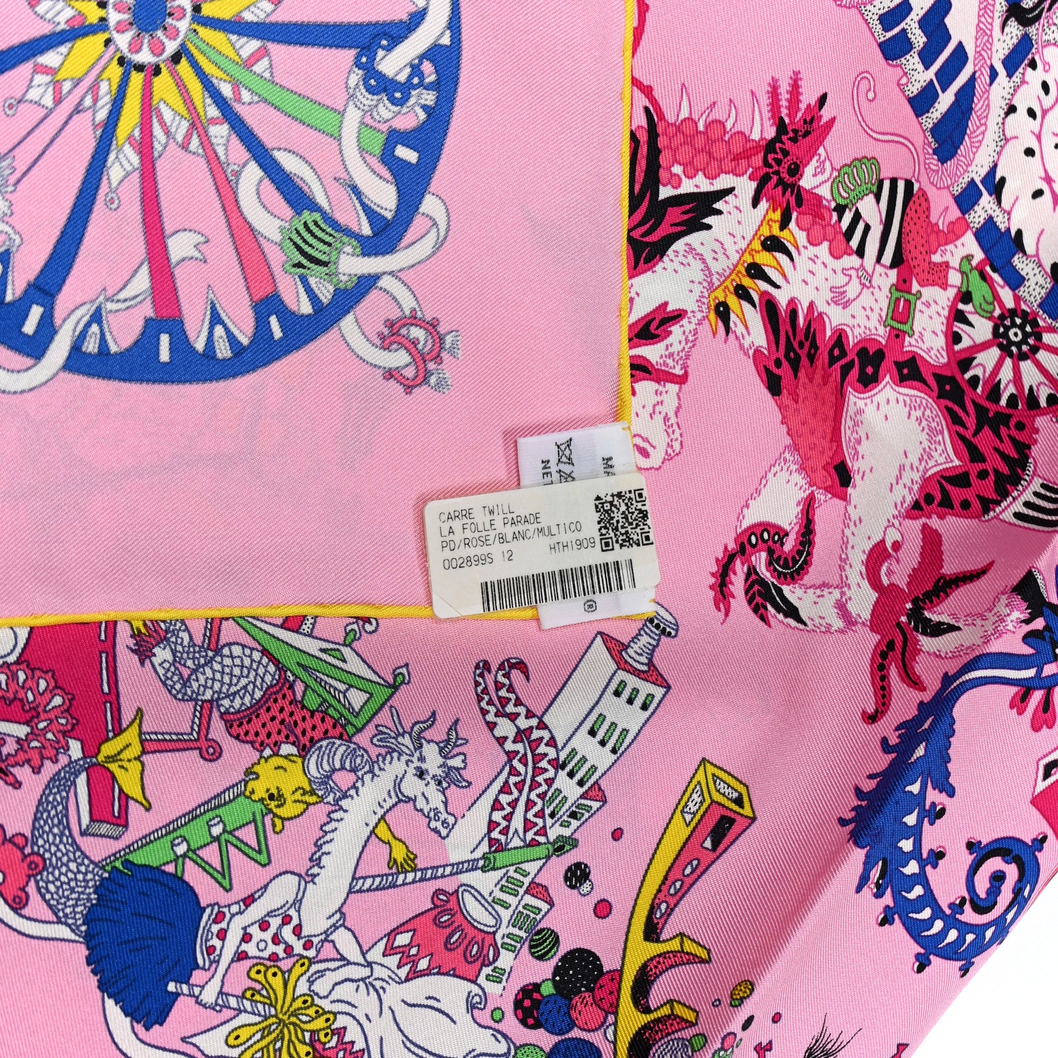 Silk La Folle Parade Scarf 90 Rose White Multicolor - Image 2