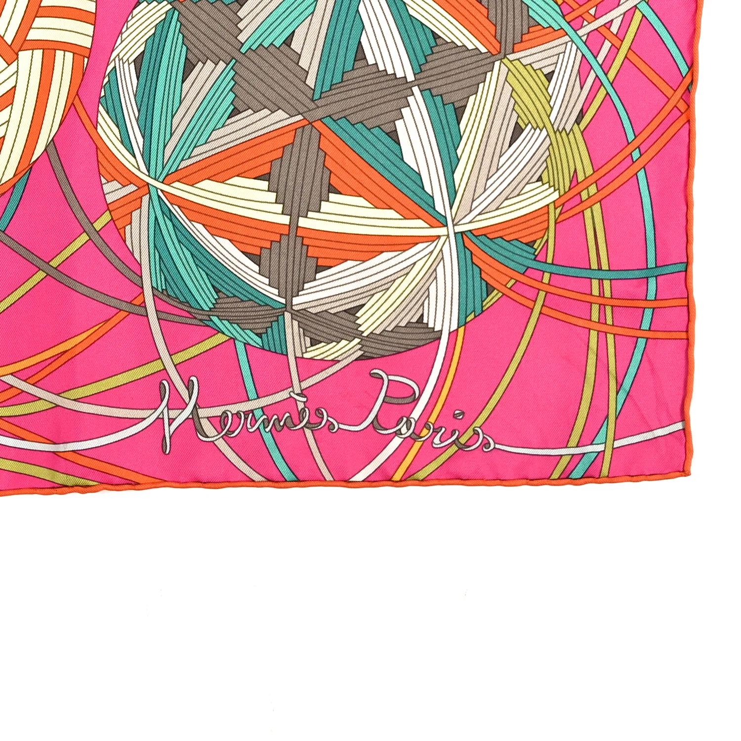 Silk L'Art Du Temari Scarf 90 Orange Fuchsia Vert - Image 2