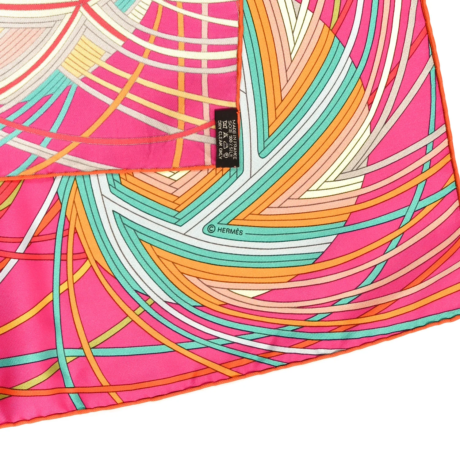 Silk L'Art Du Temari Scarf 90 Orange Fuchsia Vert - Image 3