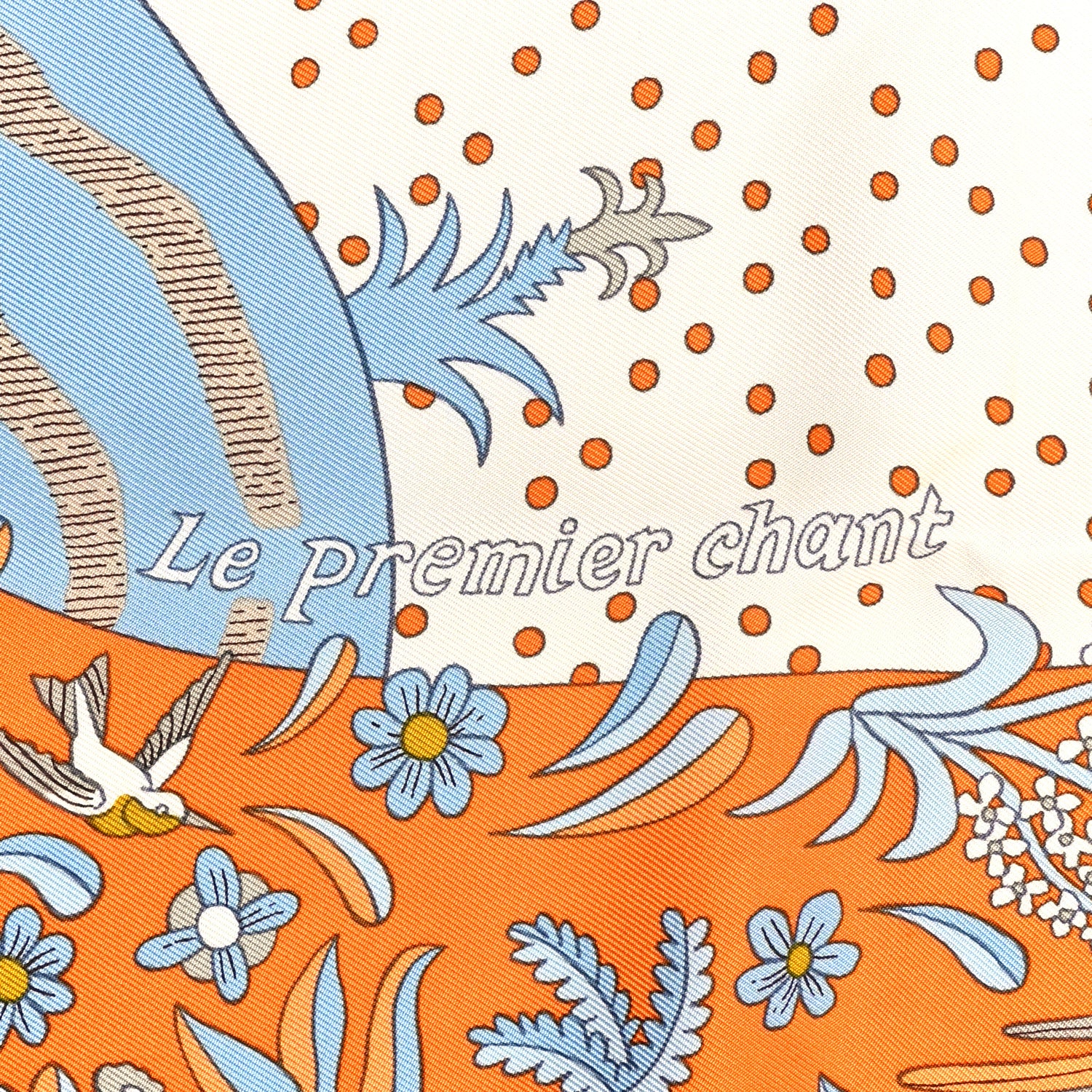 Silk Le Premier Chant Scarf 90 Orange White Bleu - Image 5
