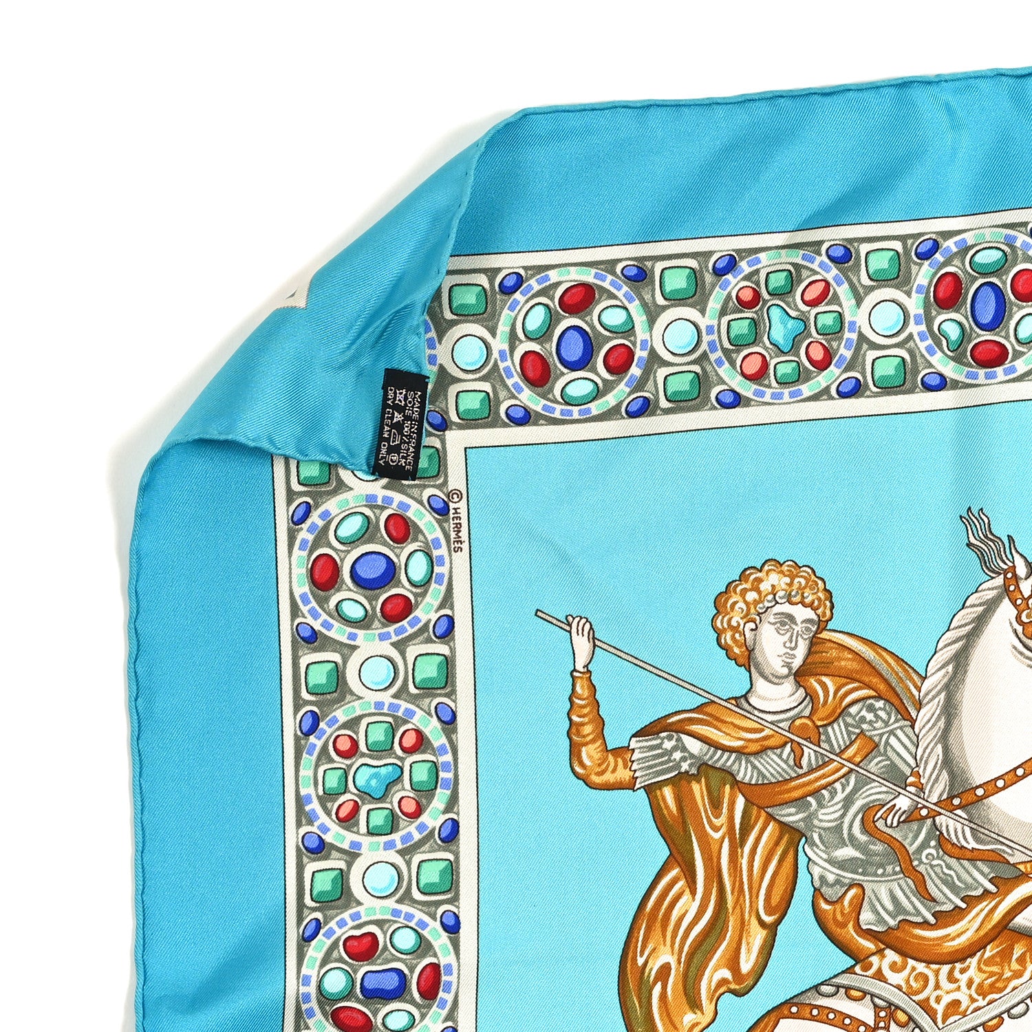 Silk Le Triomphe Du Paladin Scarf 90 Blue Multicolor - Image 3