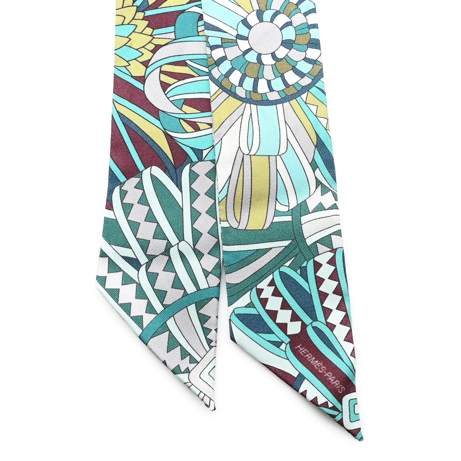 Silk Les Flots du Cheval Twilly Turquoise Bordeaux Aqua - Image 2