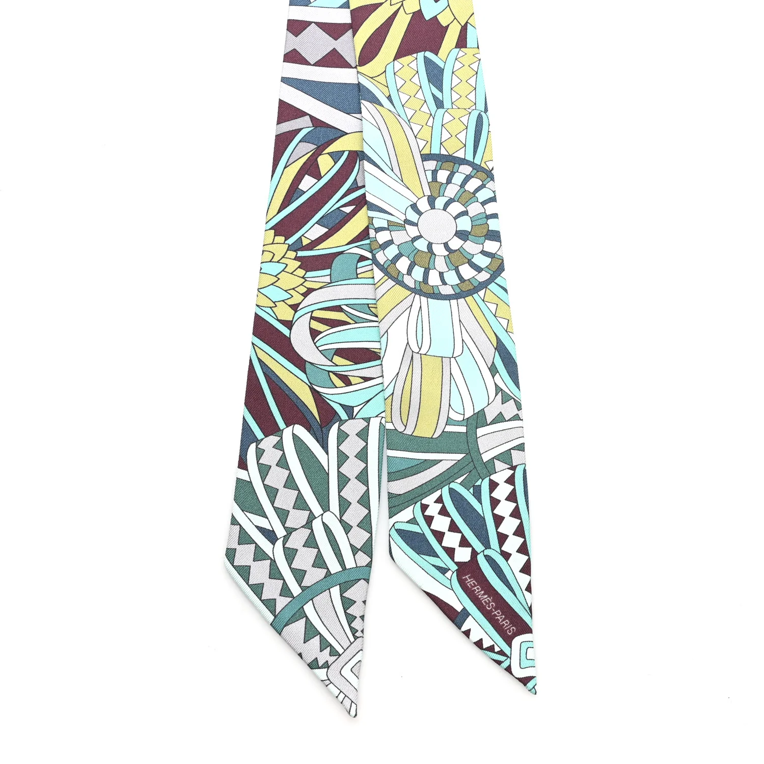 Silk Les Flots du Cheval Twilly Turquoise Bordeaux Aqua - Image 2