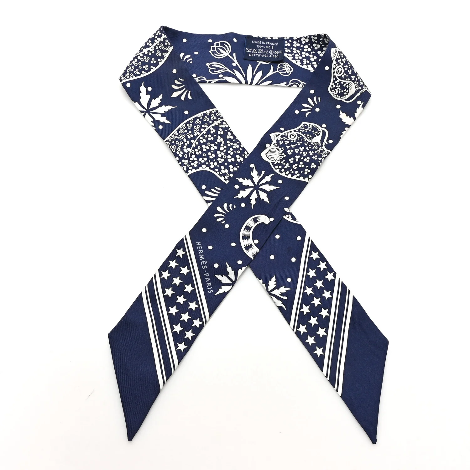 Silk Les Leopards Twilly Marine White