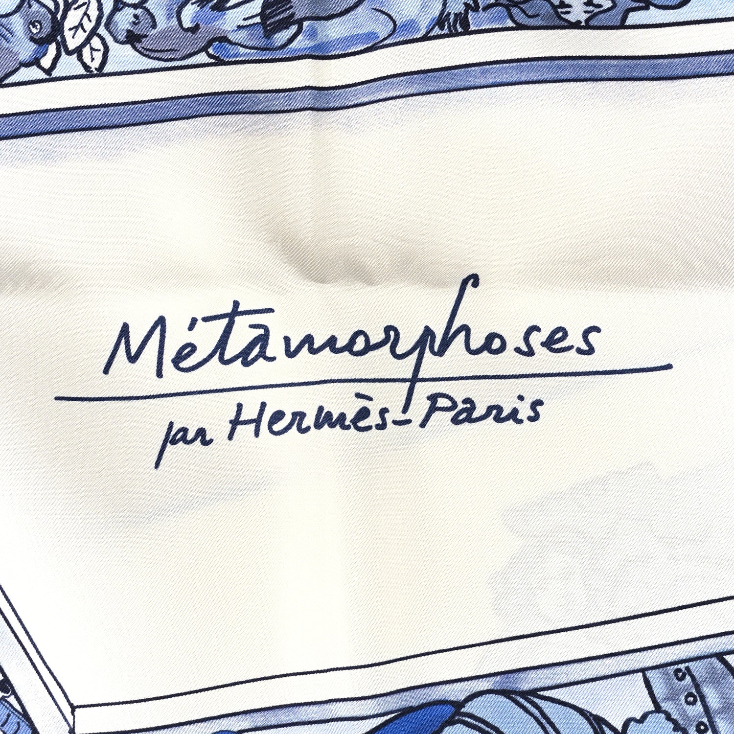 Silk Metamorphoses Par Hermes Paris Scarf 90 Blanc Bleu Ciel - Image 2