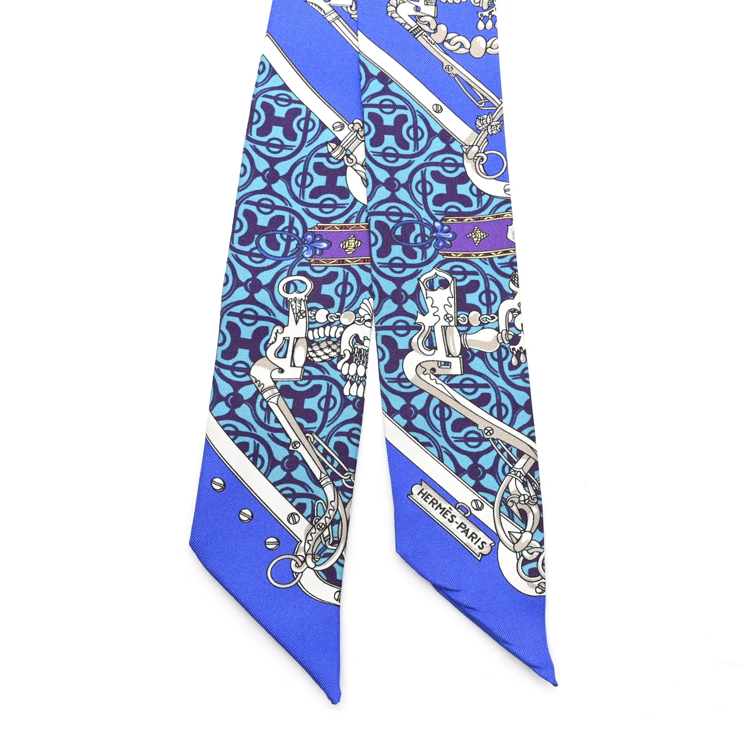 Silk Mors Et Gourmettes Remix Twilly Bleu Roy Turquoise Prune - Image 2
