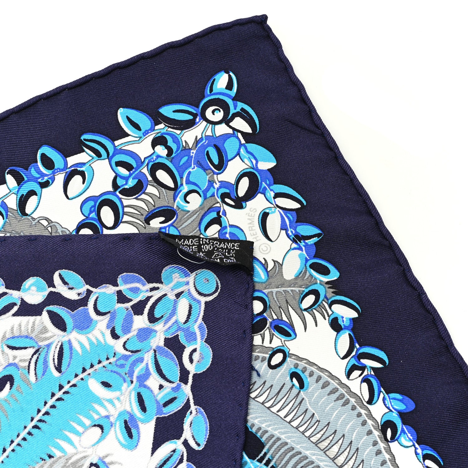 Silk Mythiques Phoenix Scarf 45 White Bleu Turquoise - Image 3