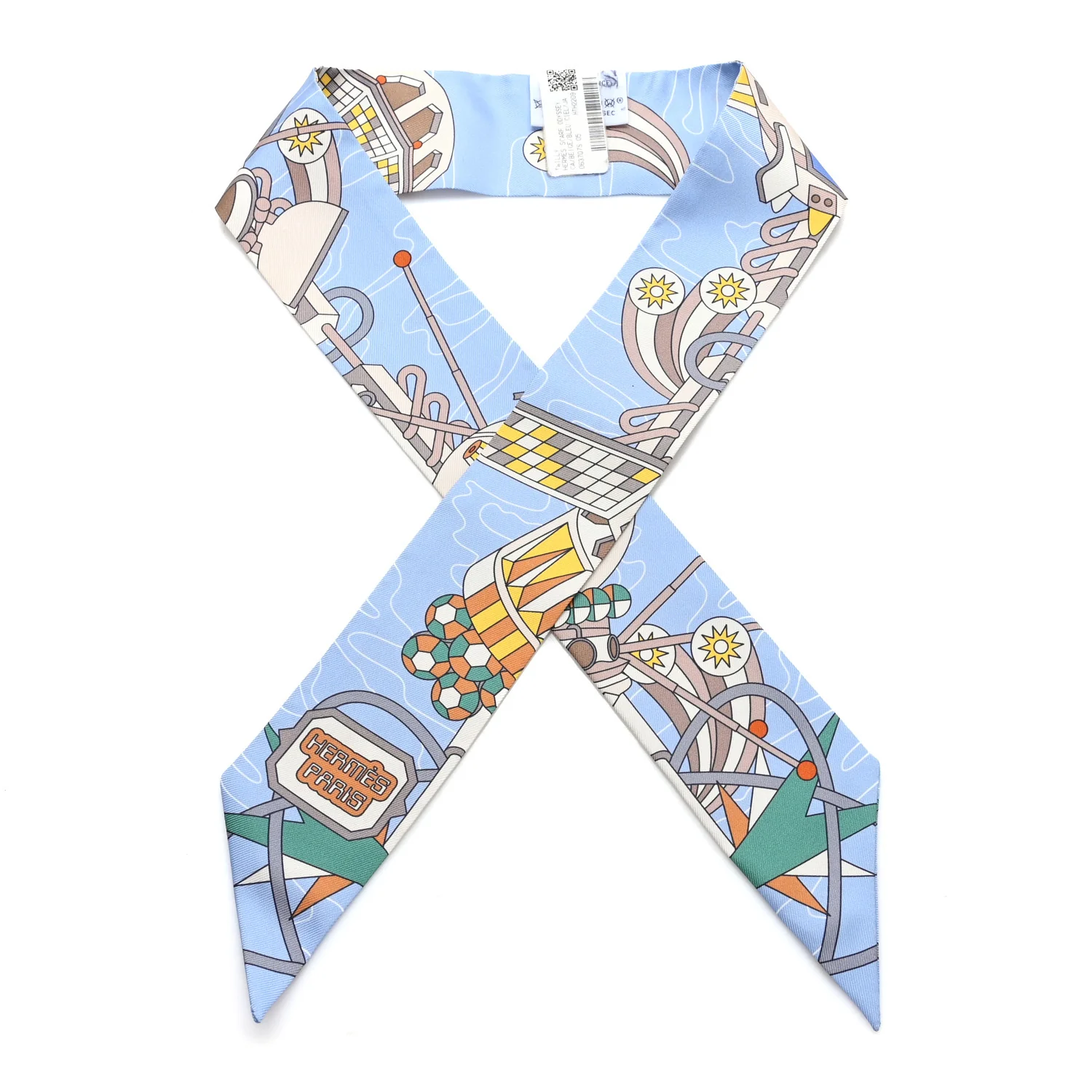 Silk Odyssey Twilly Beige Bleu Ciel Jaune Vif