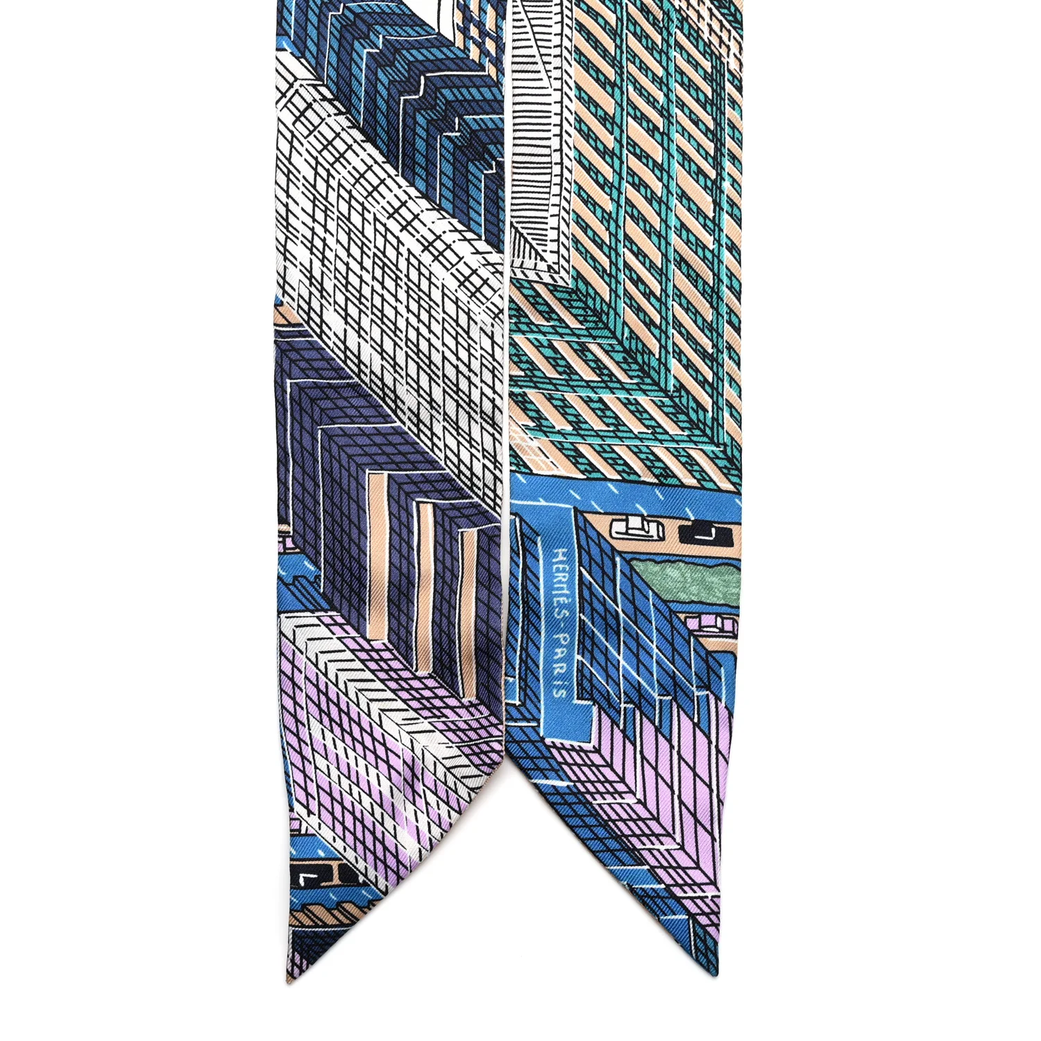 Silk Pantin City Twilly Beige Bleu Cobalt Vert - Image 2
