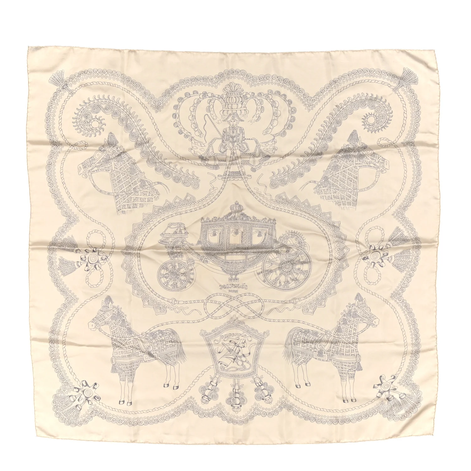 Silk Paperoles Scarf 90 Beige - Image 2