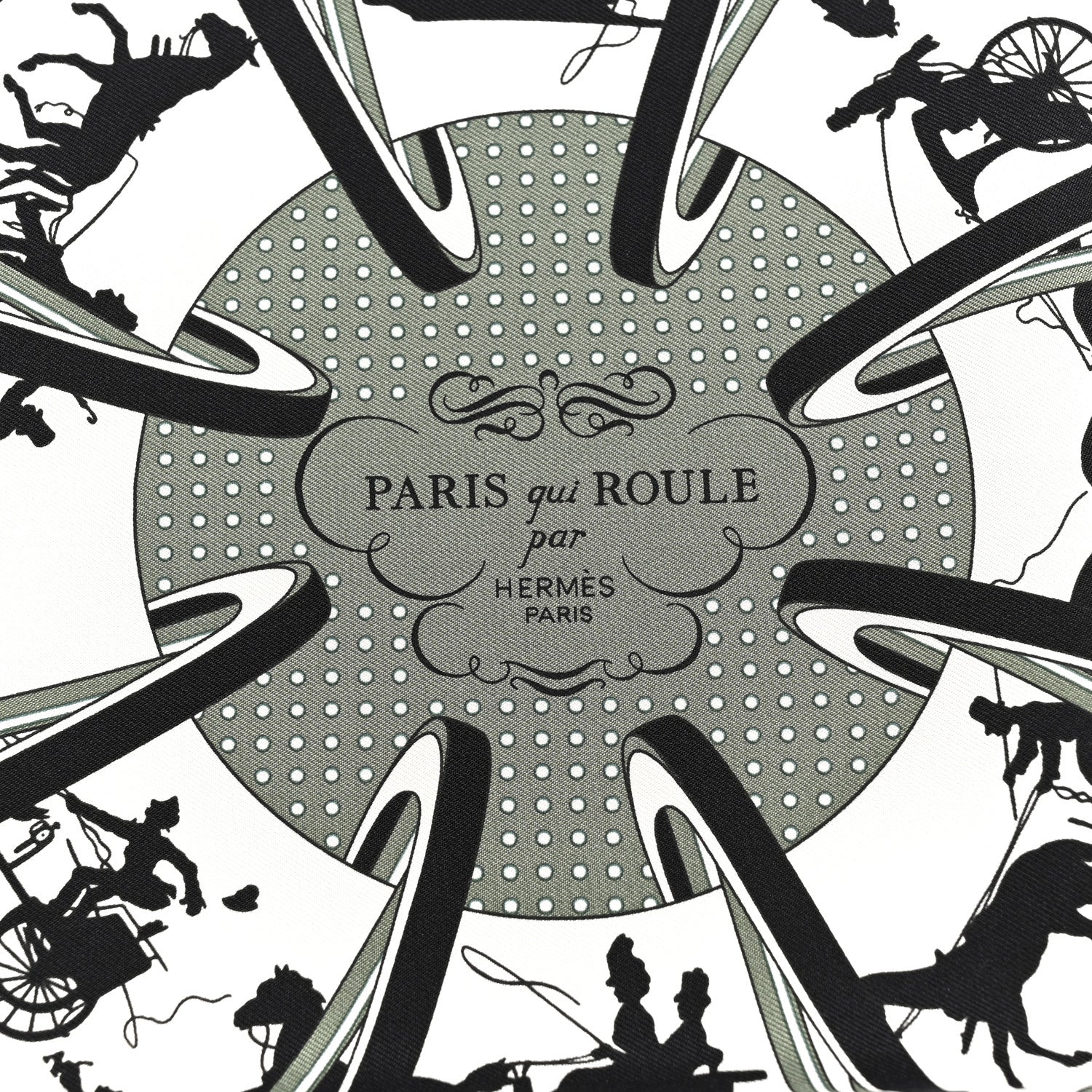 Silk Paris Qui Roule Bandana Scarf 55 Vert Sauge White - Image 2