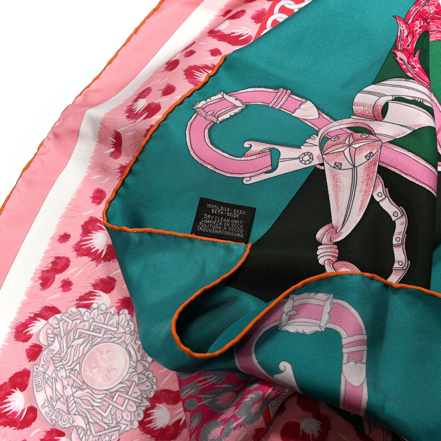 Silk Plumets du Roy Scarf 90 Vert Rose Blanc - Image 3
