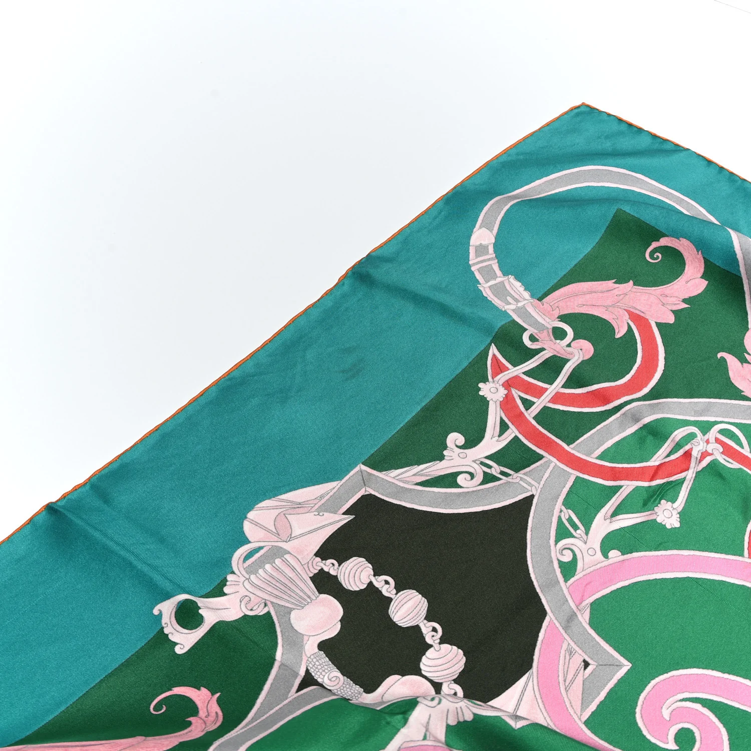 Silk Plumets du Roy Scarf 90 Vert Rose Blanc - Image 4