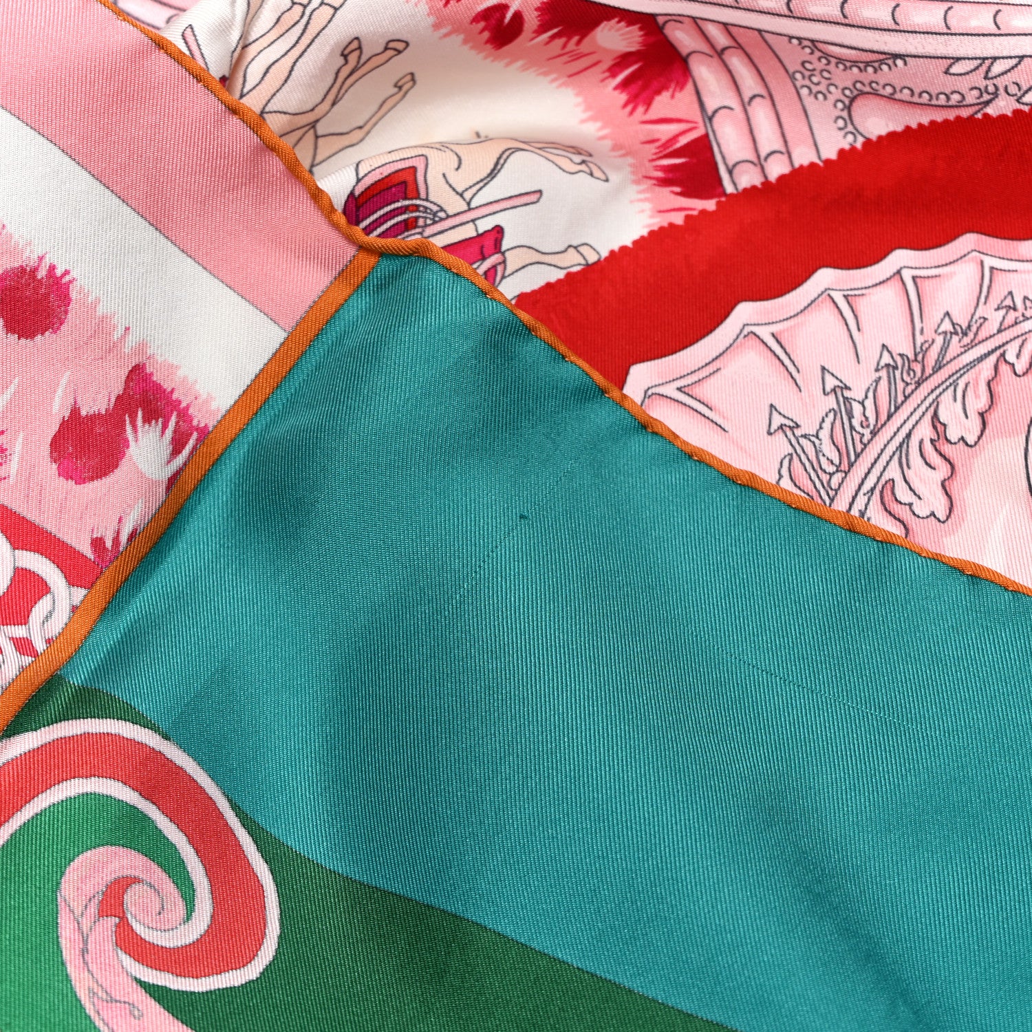 Silk Plumets du Roy Scarf 90 Vert Rose Blanc - Image 7