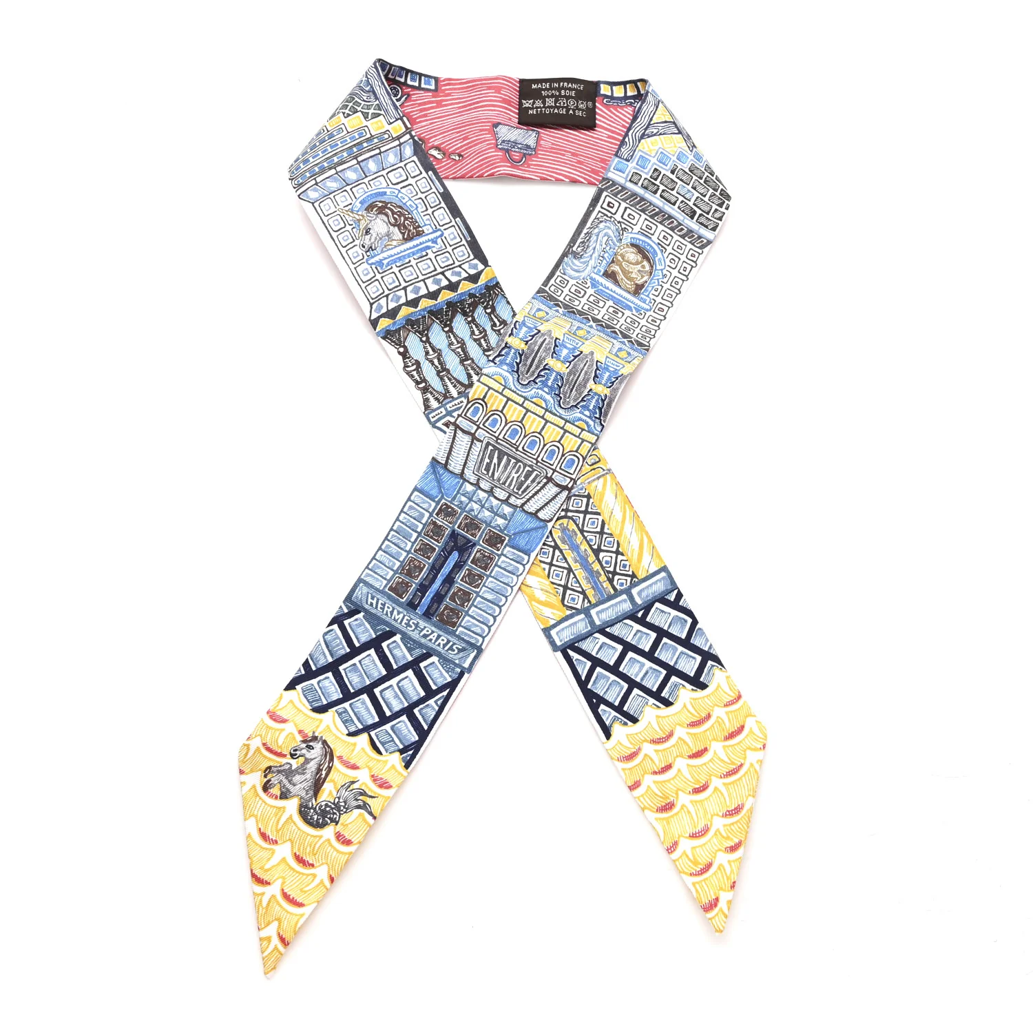 Silk Super Silk Quest Twilly Bleu Beige Dore Brun