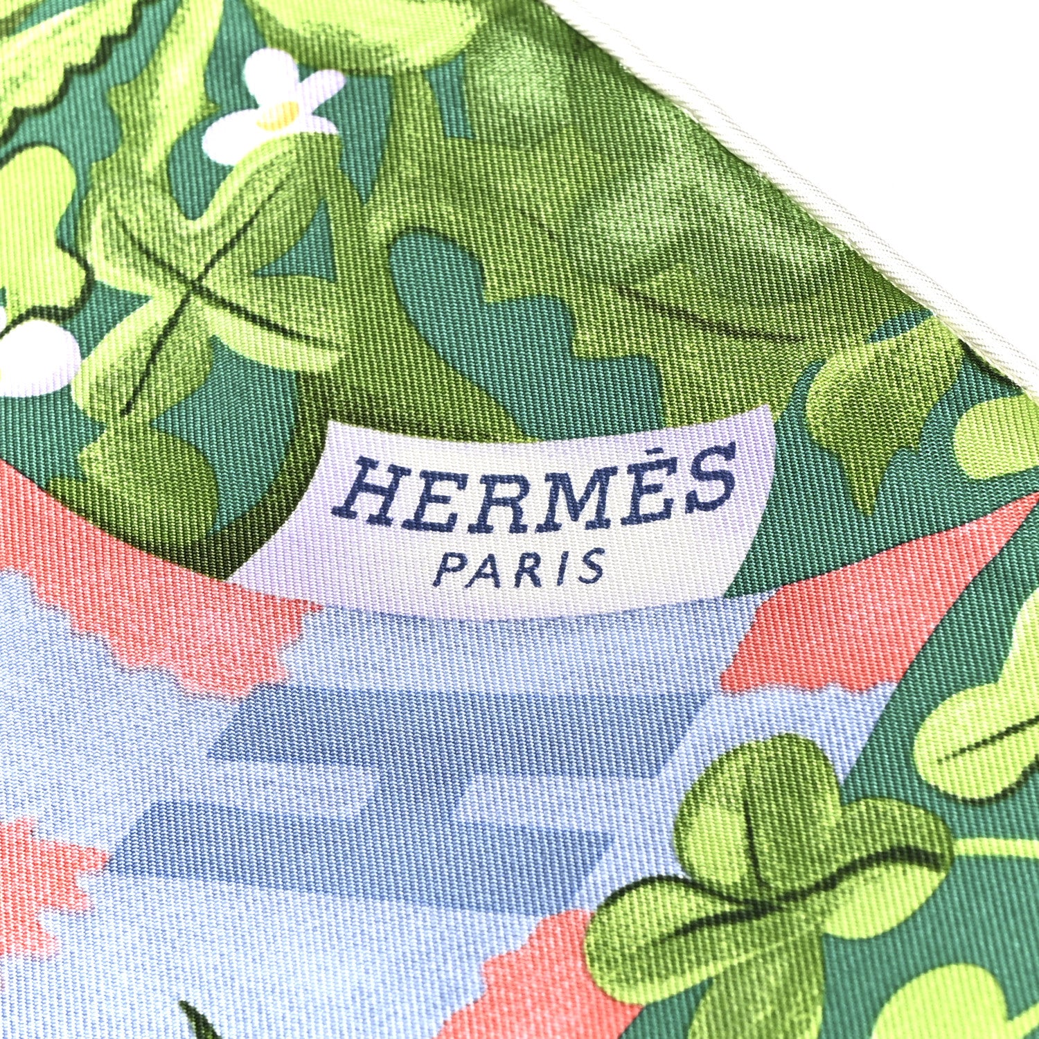Silk Un Carre Sur l'Herbe Scarf 90 Bleu Ciel Vert Jaune - Image 2