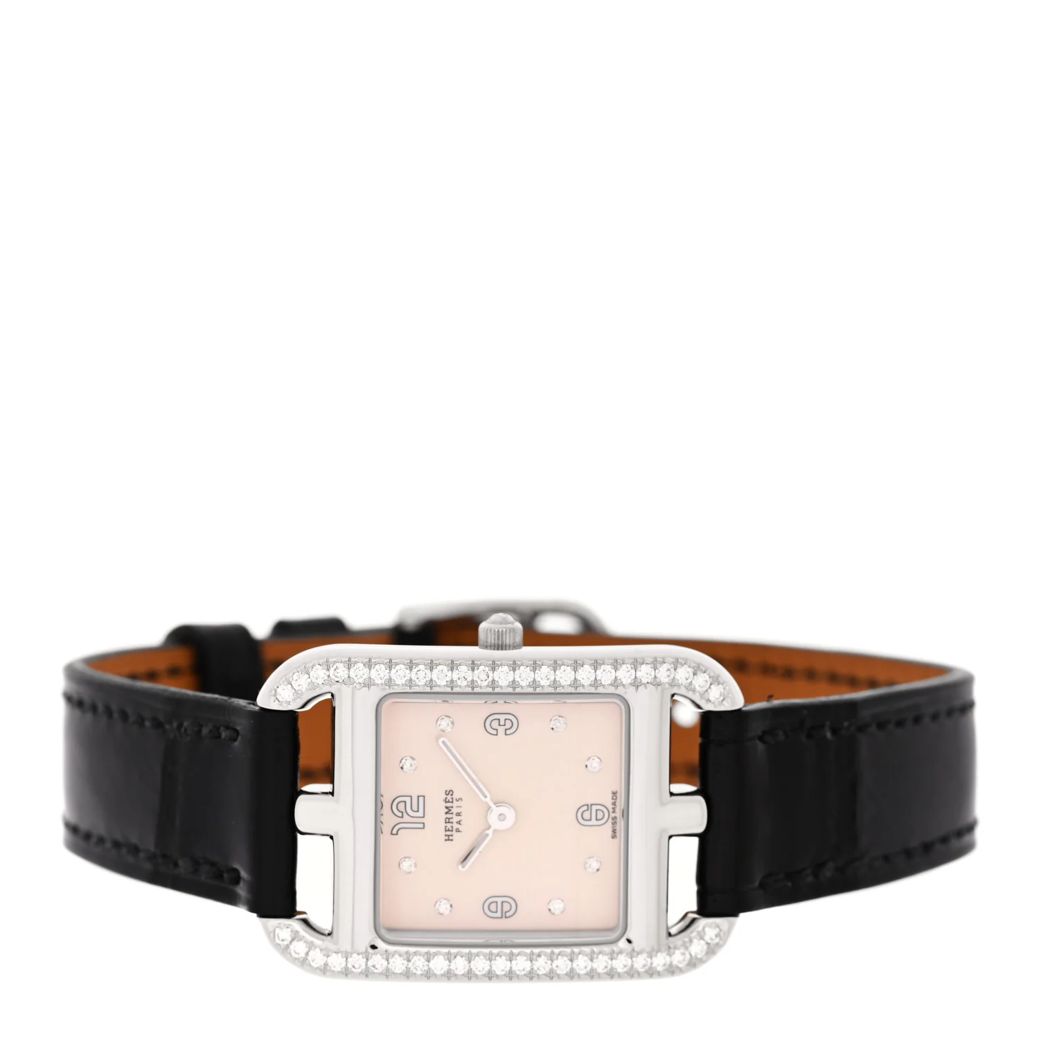 Stainless Steel Alligator Diamond Bezel 23mm Cape Cod Quartz Watch Noir - Image 2