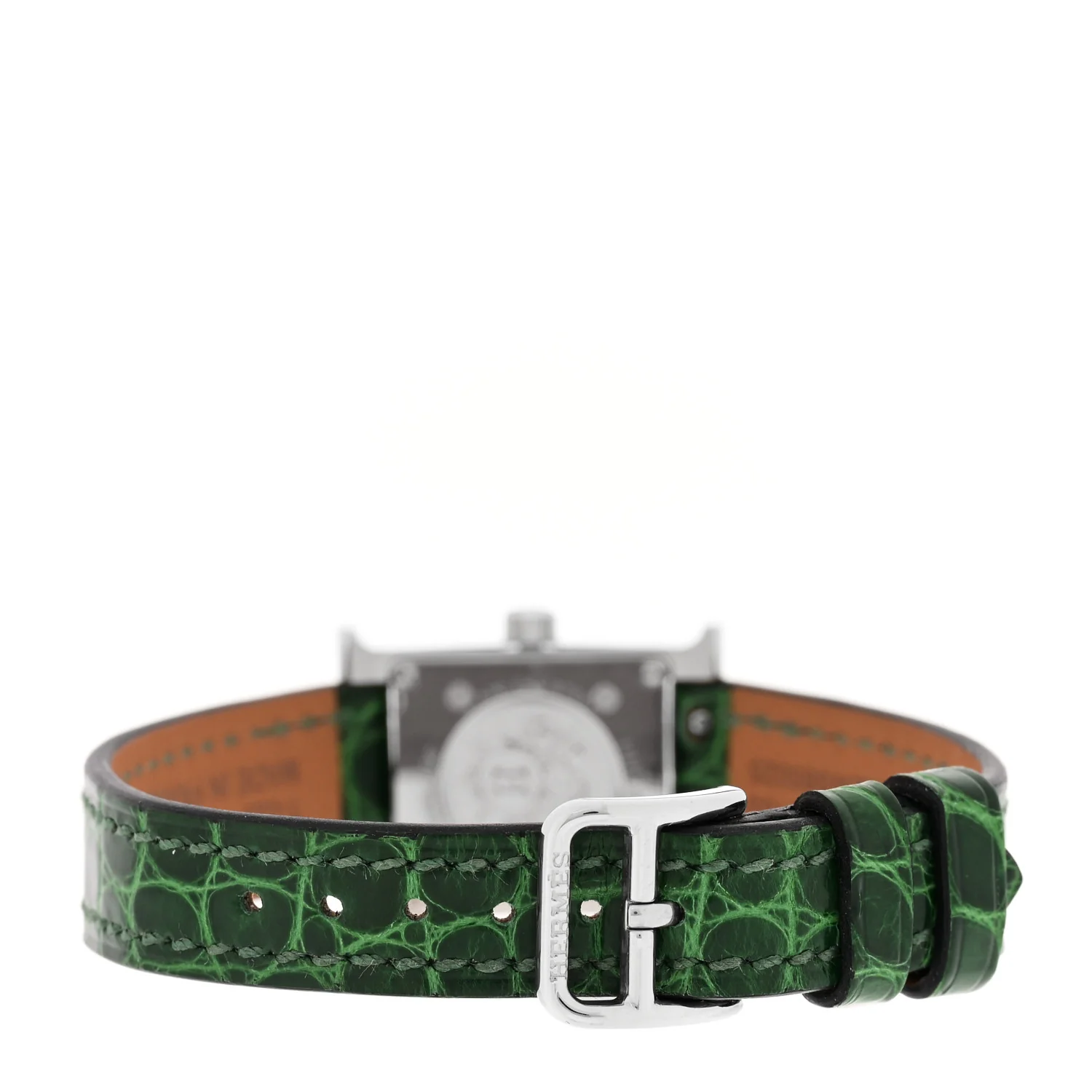 Stainless Steel Alligator Diamond Bezel Mother of Pearl 17.2mm Heure H Hour Quartz Watch Vert Moyen - Image 3