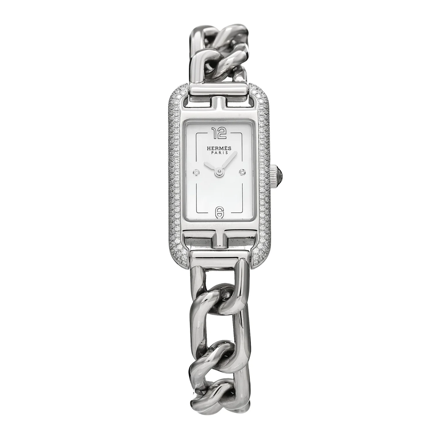 Stainless Steel Diamond Bezel Mother of Pearl 17mm Nantucket Quartz Watch