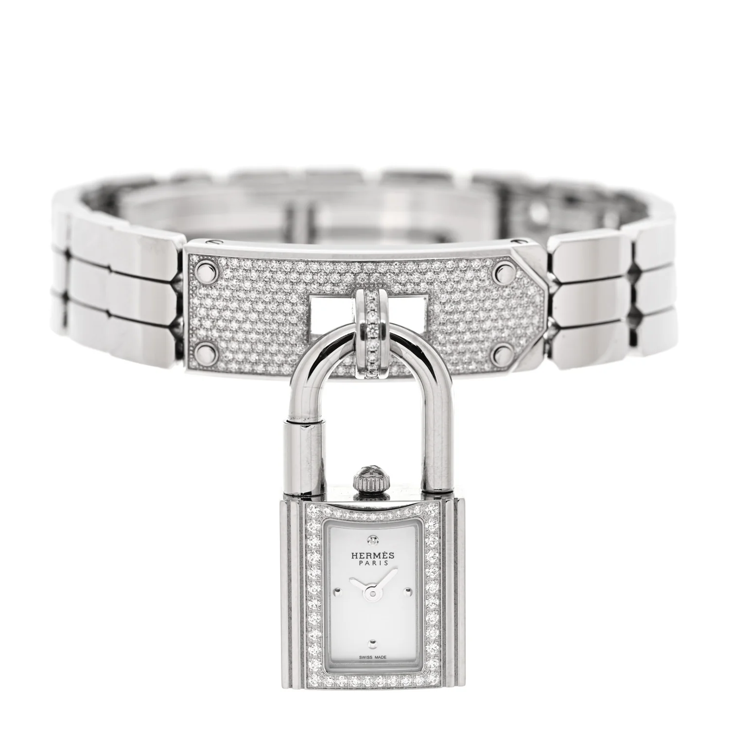 Stainless Steel Diamond Pave 16mm Kelly Quartz Watch - Image 2
