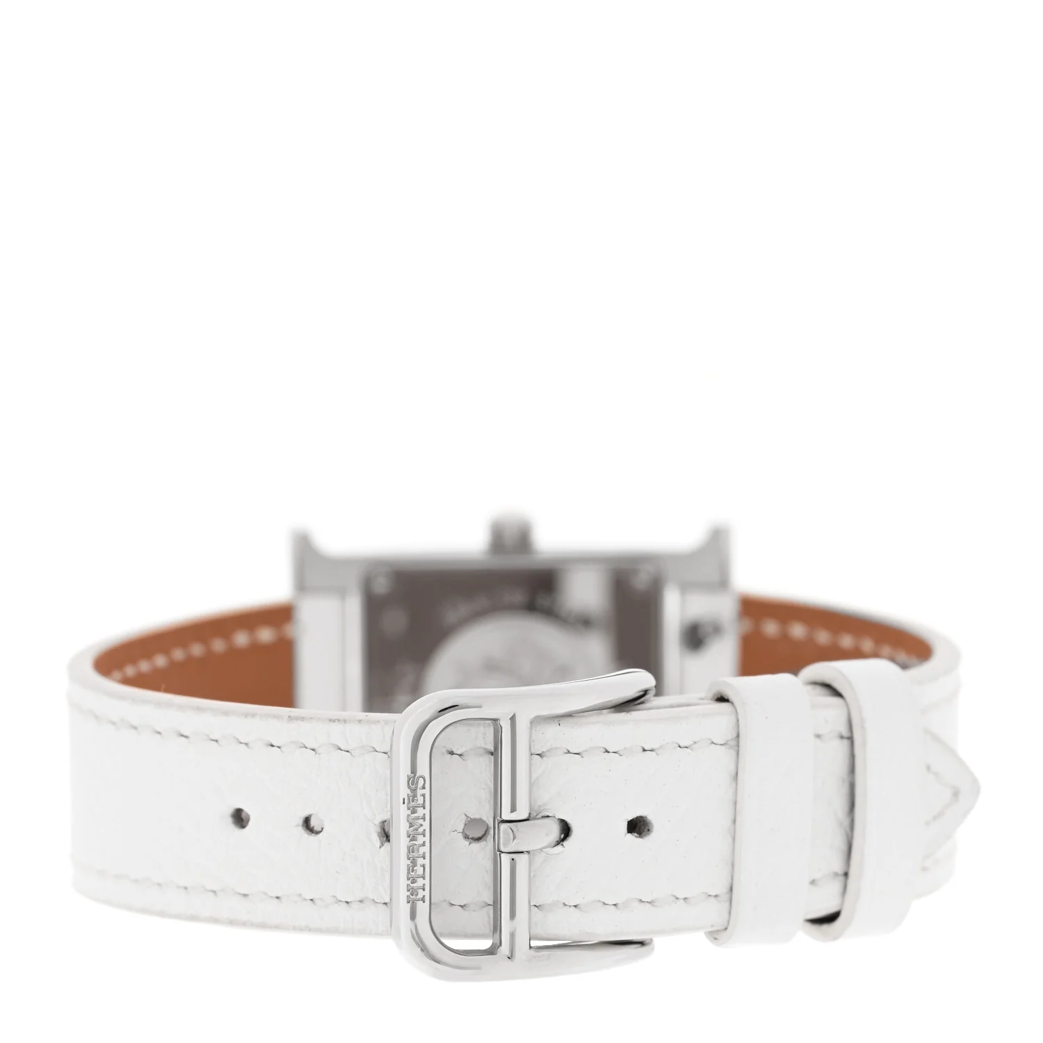 Stainless Steel Epsom Diamond Lacquer 21mm Heure H Hour Double Jeu Quartz Watch Blanc - Image 3