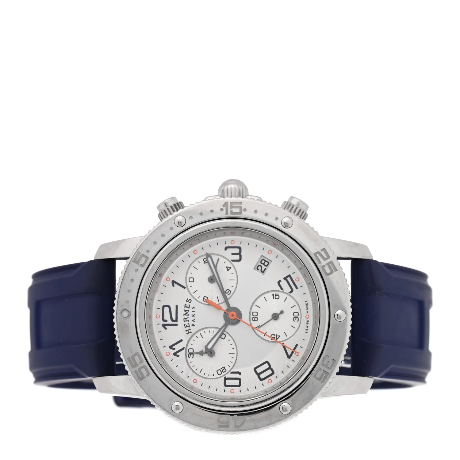 Stainless Steel Rubber 36mm Clipper Chronograph Quartz Watch Blue - Image 2