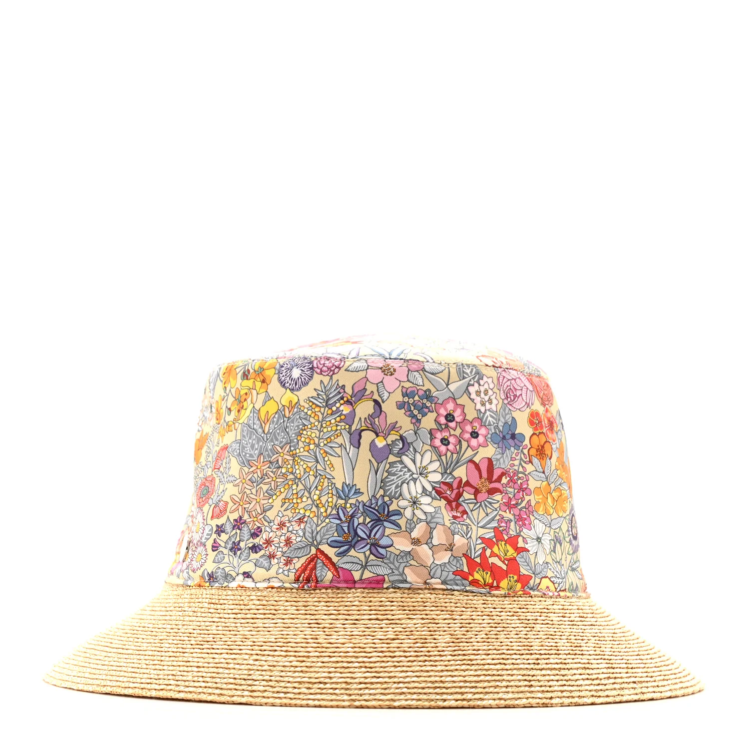 Straw Silk Cotton Harper Bloom Bucket Hat 58 Naturel Beige - Image 3