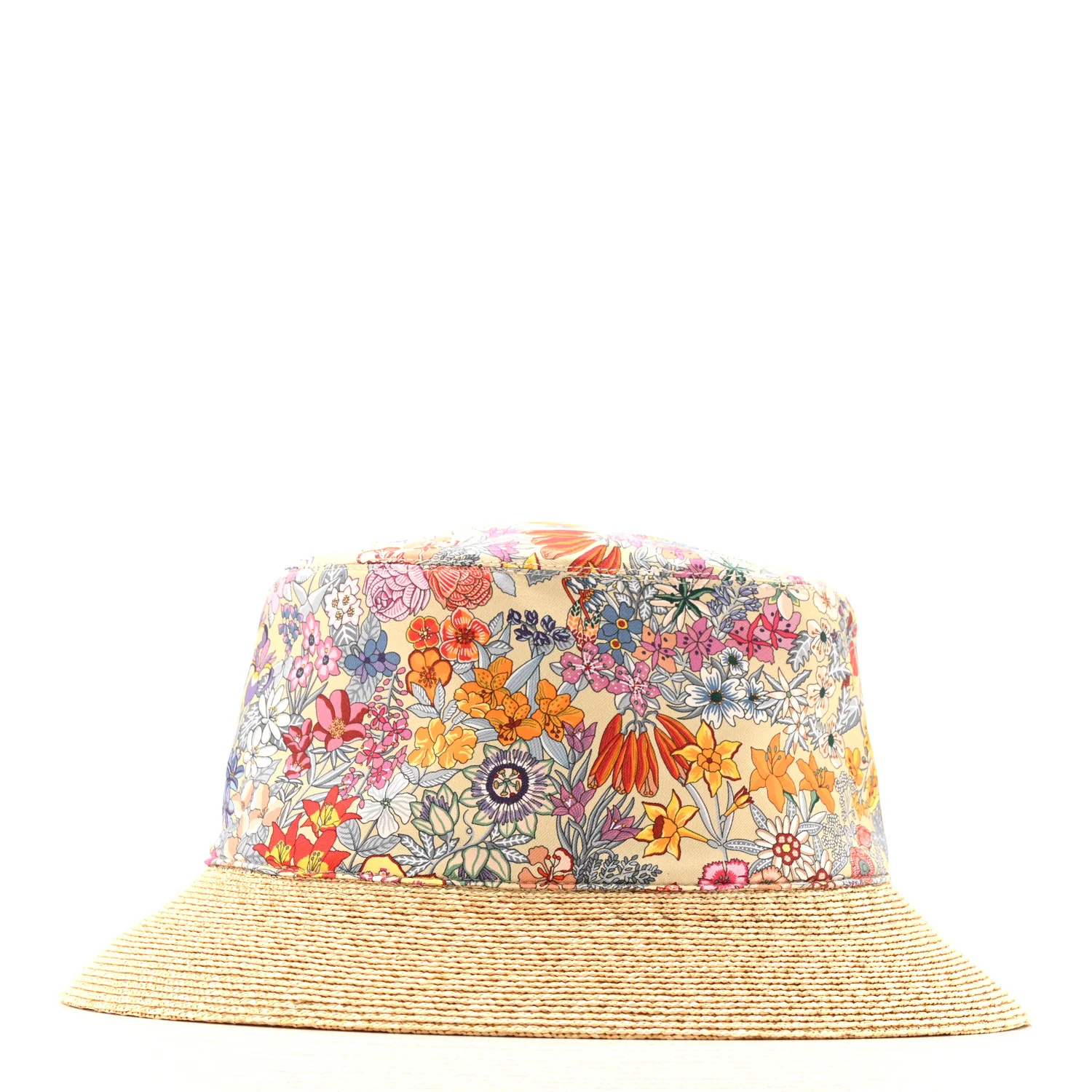 Straw Silk Cotton Harper Bloom Bucket Hat 58 Naturel Beige - Image 4