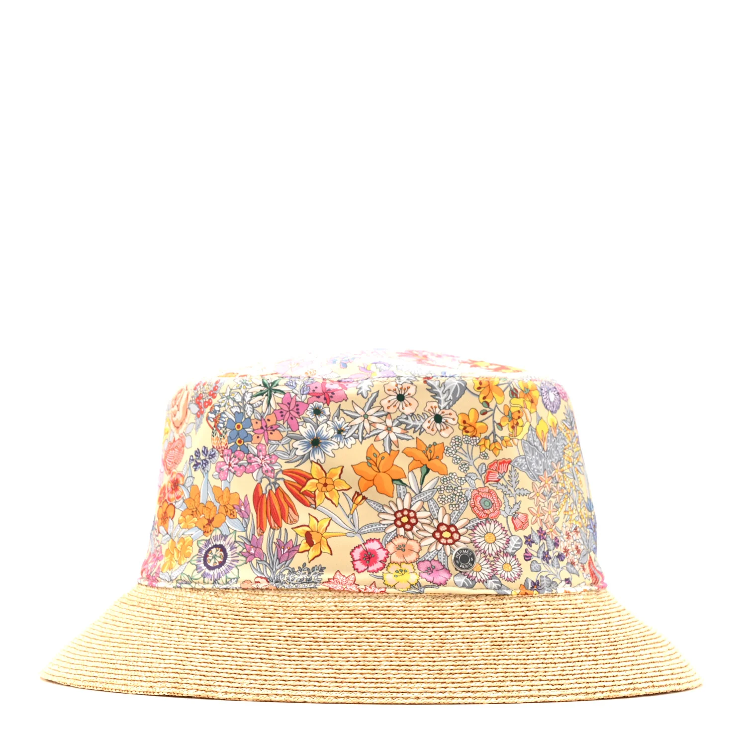 Straw Silk Cotton Harper Bloom Bucket Hat 58 Naturel Beige - Image 6