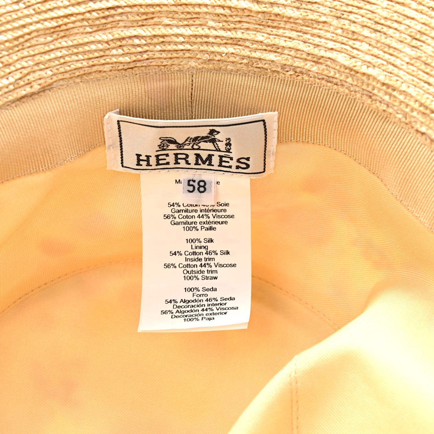 Straw Silk Cotton Harper Bloom Bucket Hat 58 Naturel Beige - Image 8