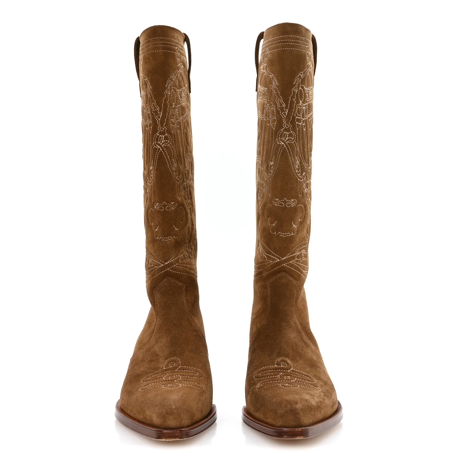 Suede Calfskin Folk 35 Cowboy Boots 36.5 Camel - Image 3