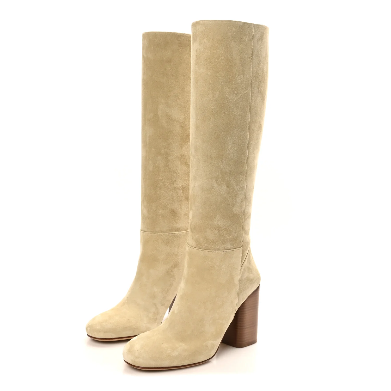 Suede Calfskin Lisiere 90 Boots 37 Beige Lin - Image 4