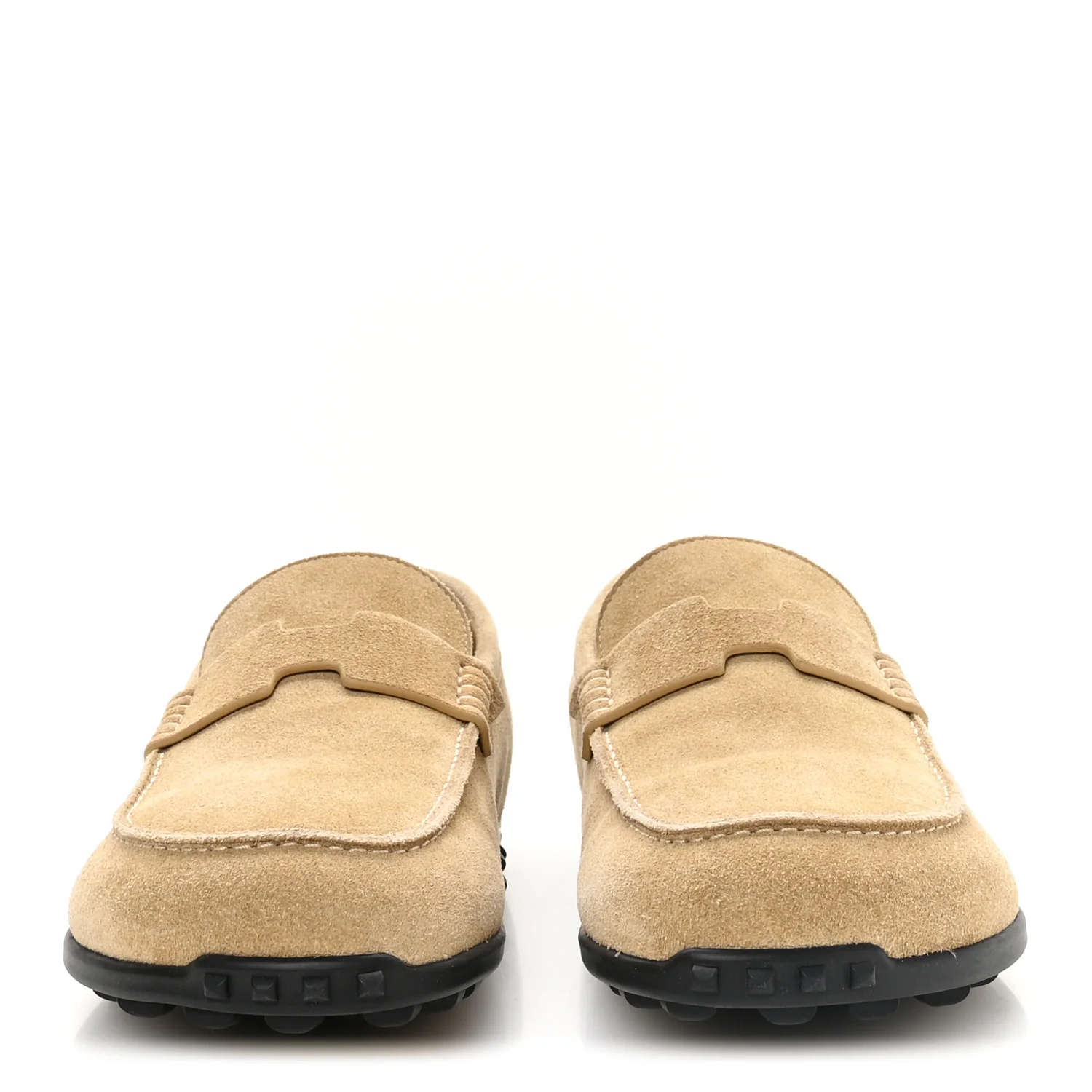 Suede Calfskin Mens Lazy Loafers 40 Beige Sable - Image 3