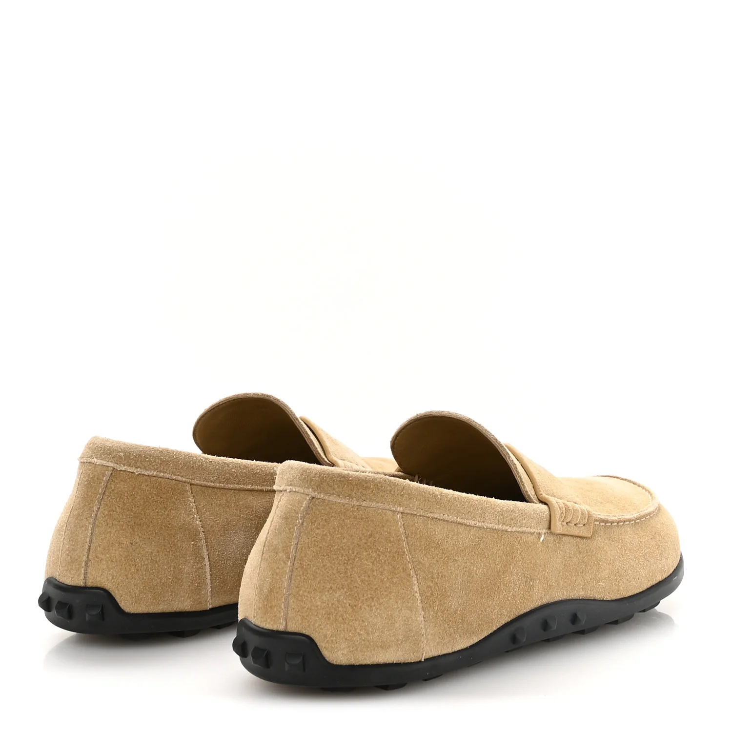 Suede Calfskin Mens Lazy Loafers 40 Beige Sable - Image 5