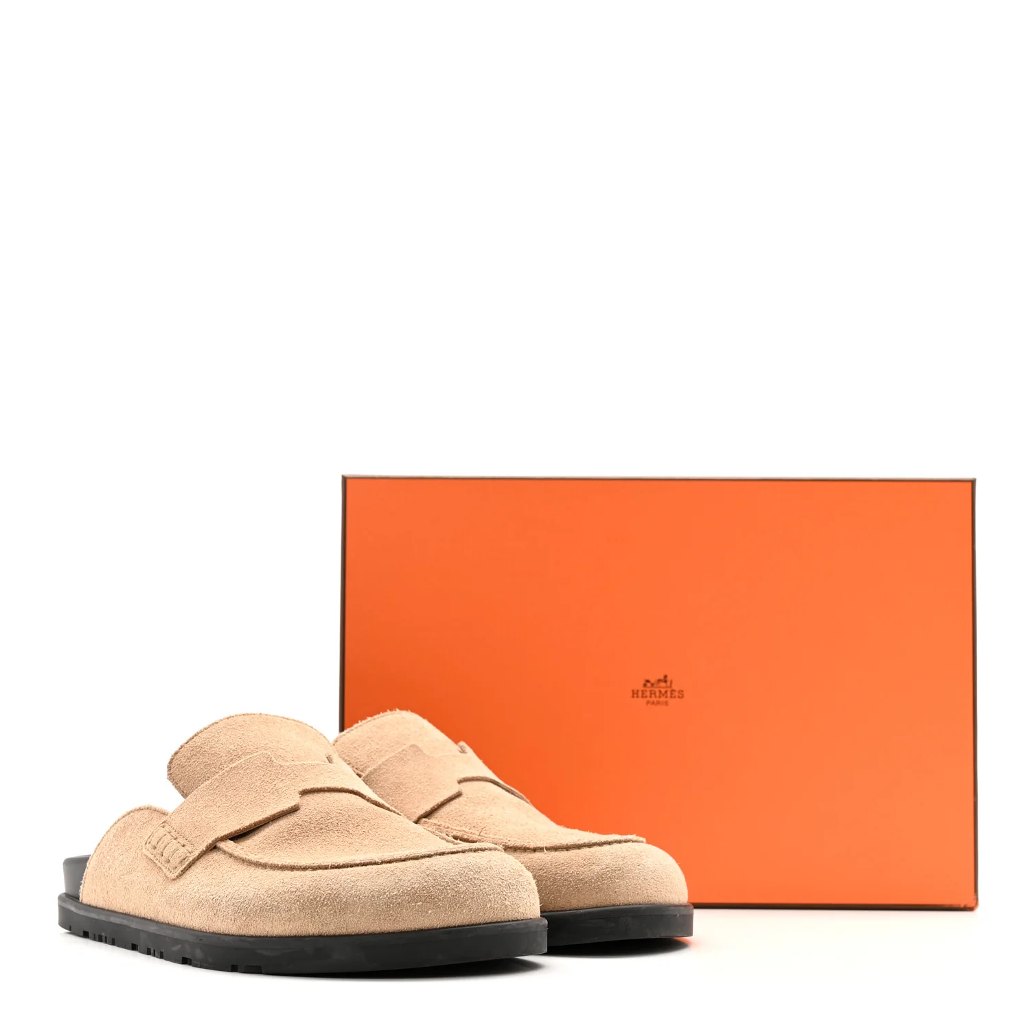 Suede Calfskin Womens Go Mules 37 Beige Argile - Image 12