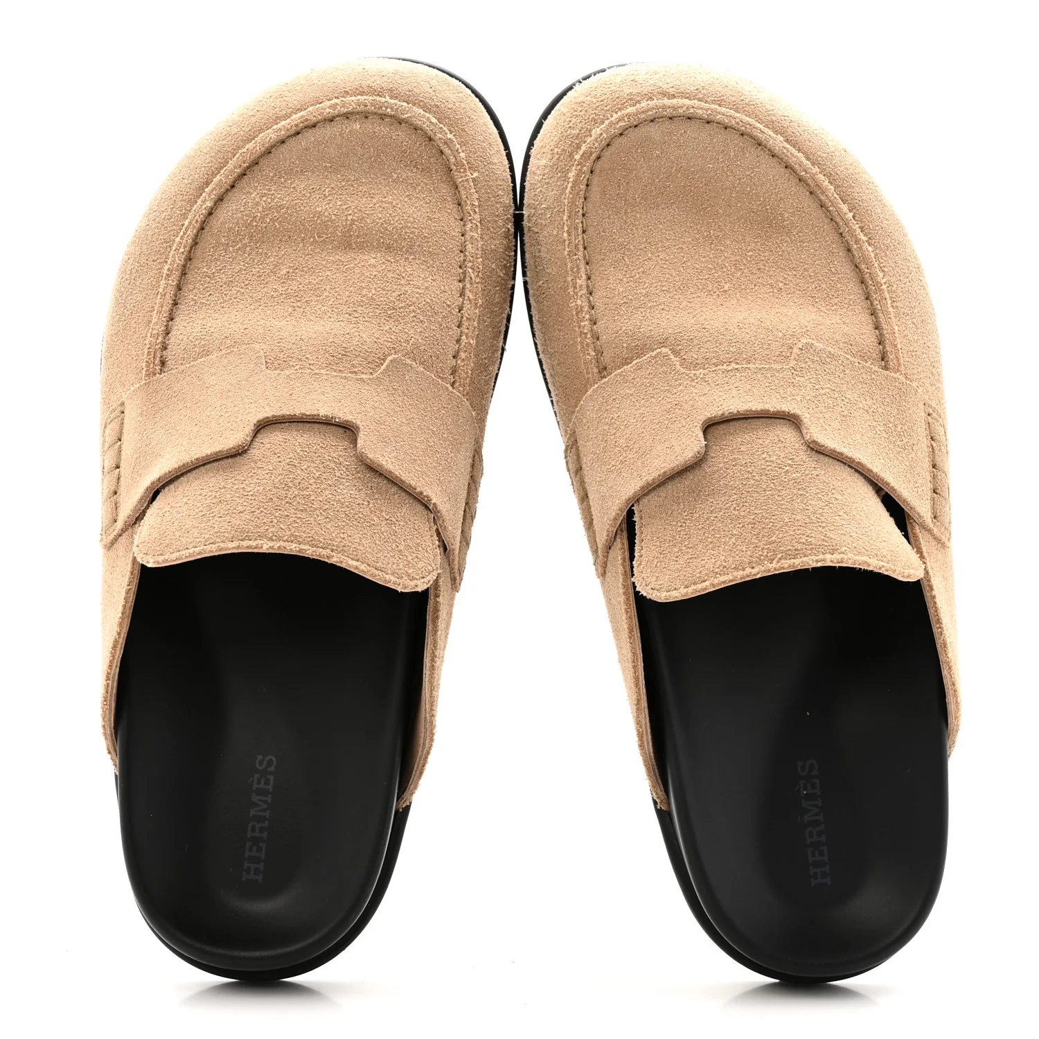 Suede Calfskin Womens Go Mules 37 Beige Argile - Image 2