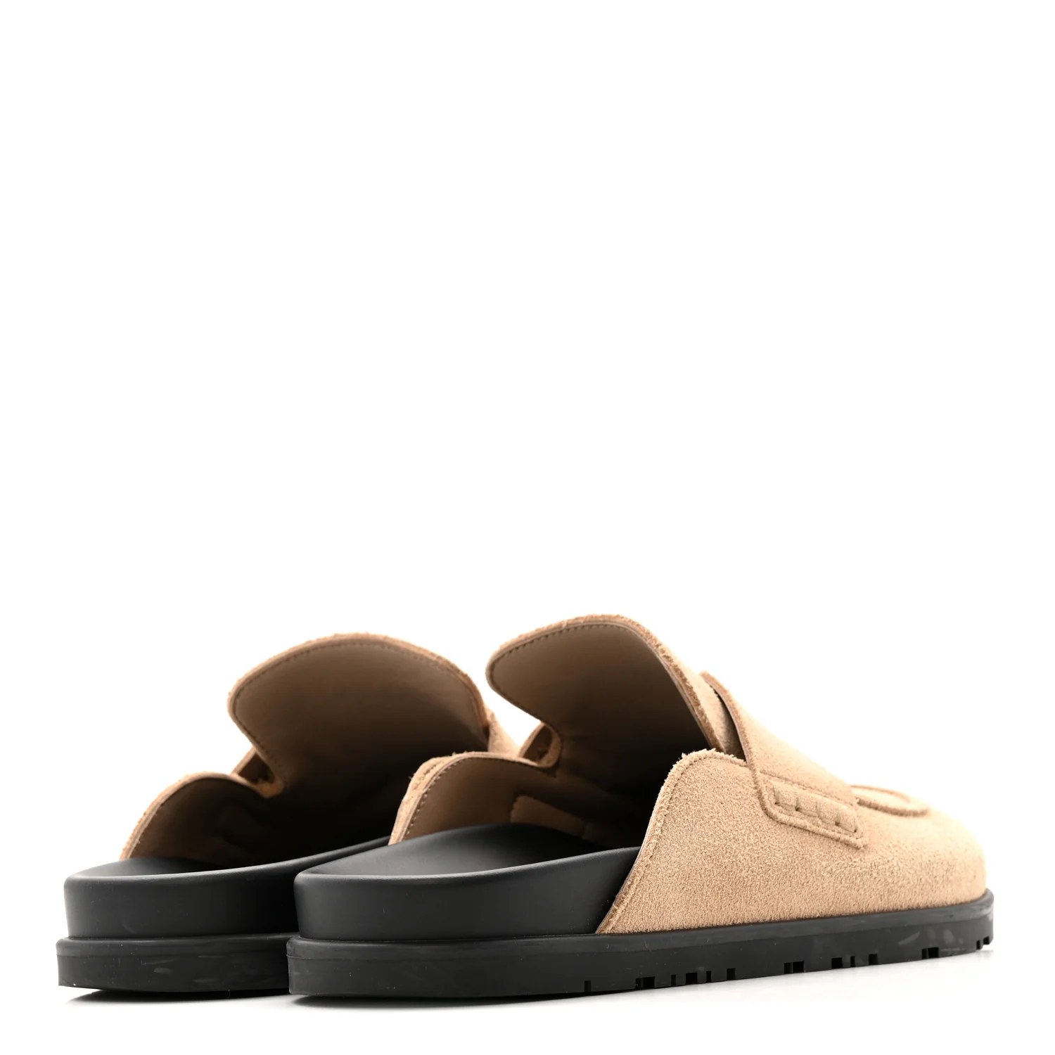 Suede Calfskin Womens Go Mules 37 Beige Argile - Image 5