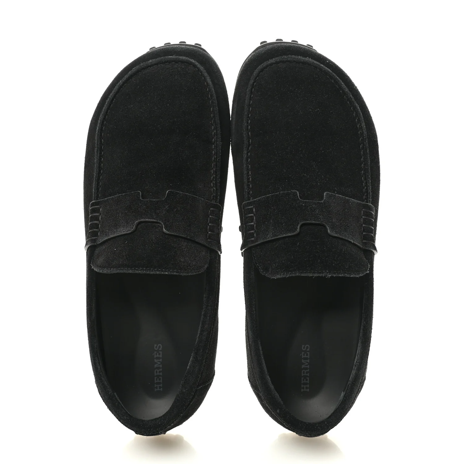 Suede Calfskin Womens Lazy Loafers 41 Black - Image 2