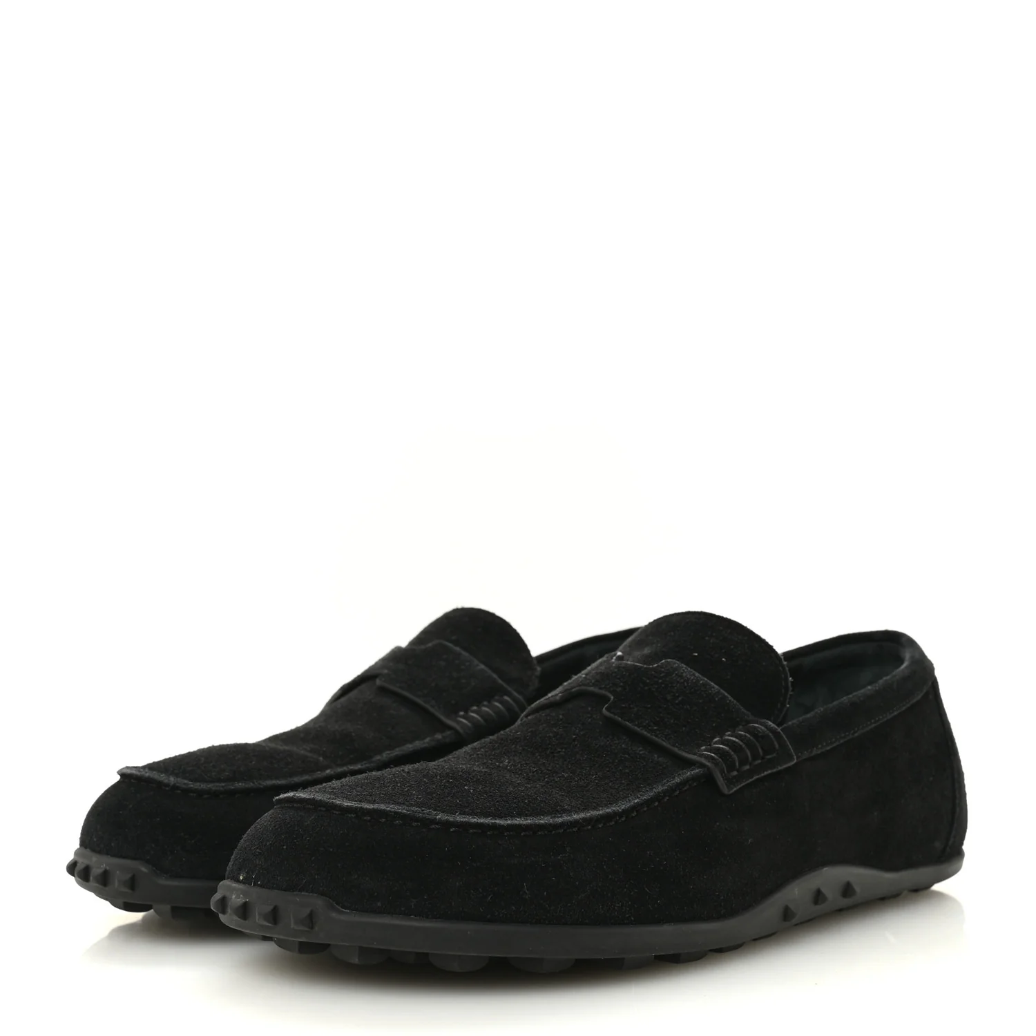 Suede Calfskin Womens Lazy Loafers 41 Black - Image 4