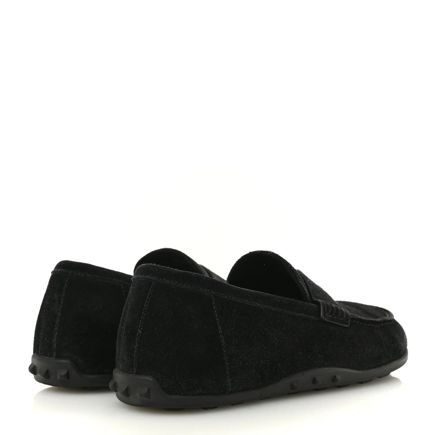 Suede Calfskin Womens Lazy Loafers 41 Black - Image 5