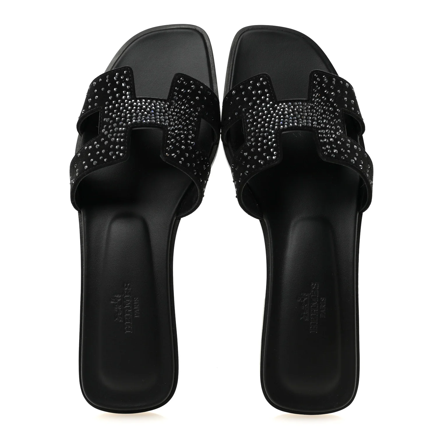 Suede Crystal Embellished Oran Sandals 37.5 Black - Image 2